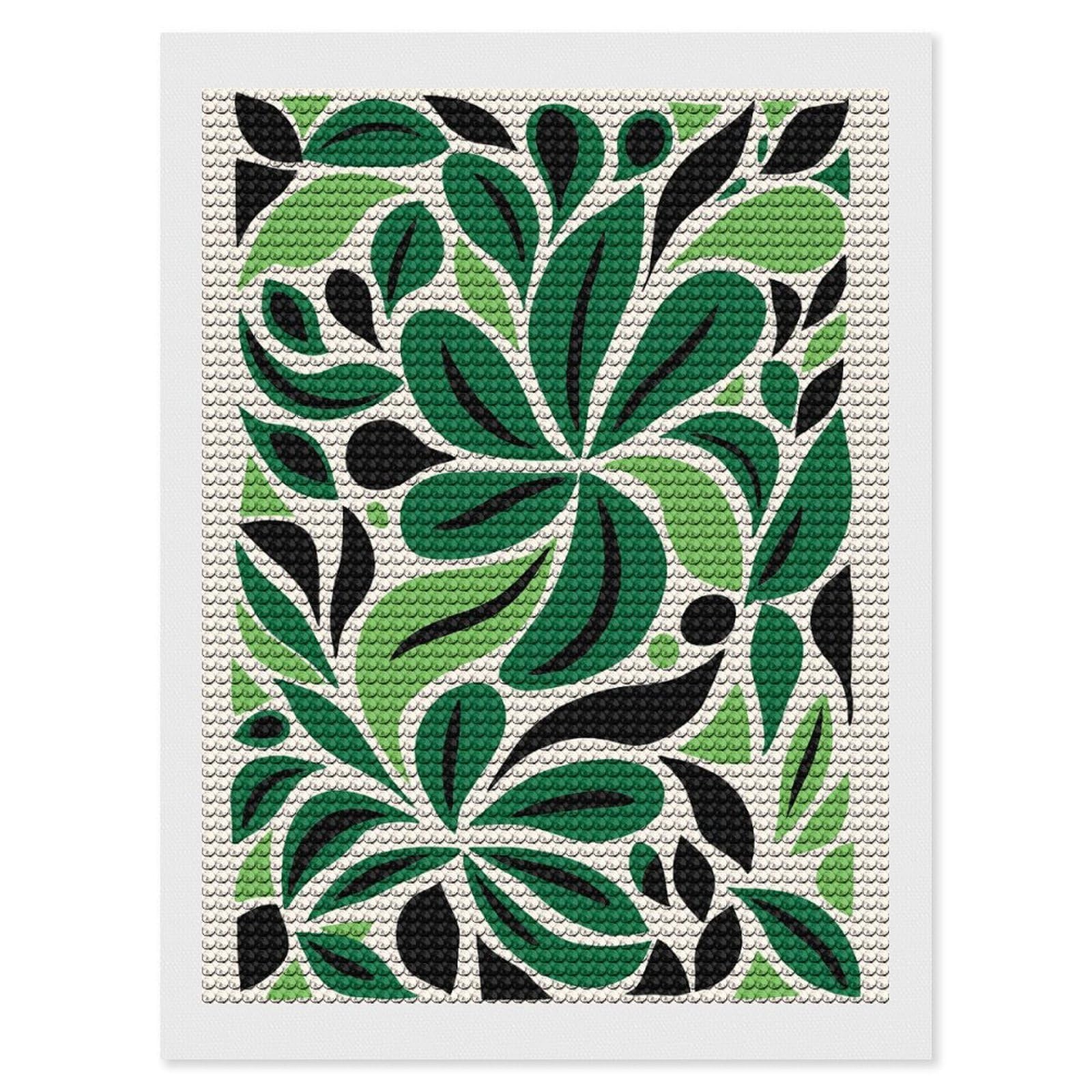 Junmoney Green Cut Outs Art Diamond Art Kit 12"x16", for Beginners, Vintage Style Decor, Good for Quiet Evenings, Festive Craft Gift