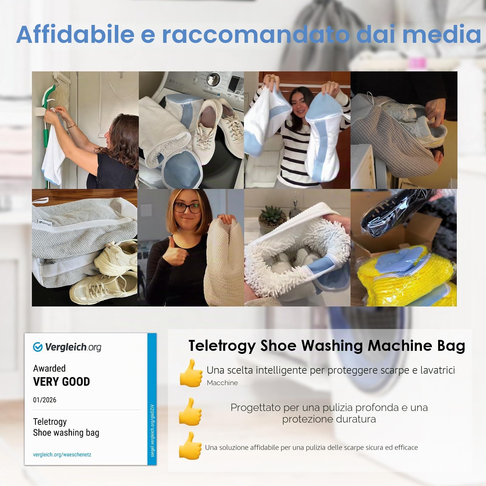 Teletrogy 2 Pezzi sacchetto per lavare scarpe in lavatrice con un paio Tendiscarpe Regolabili, Sacchetto Scarpe con Cerniera Nascosta, Riutilizzabile e Anti-deformazione Grigio