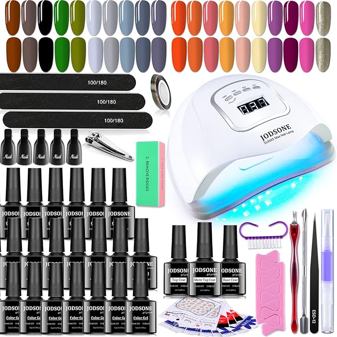 JODSONE 23 Pcs Gel Nail Polish Kit with UV Light Gel