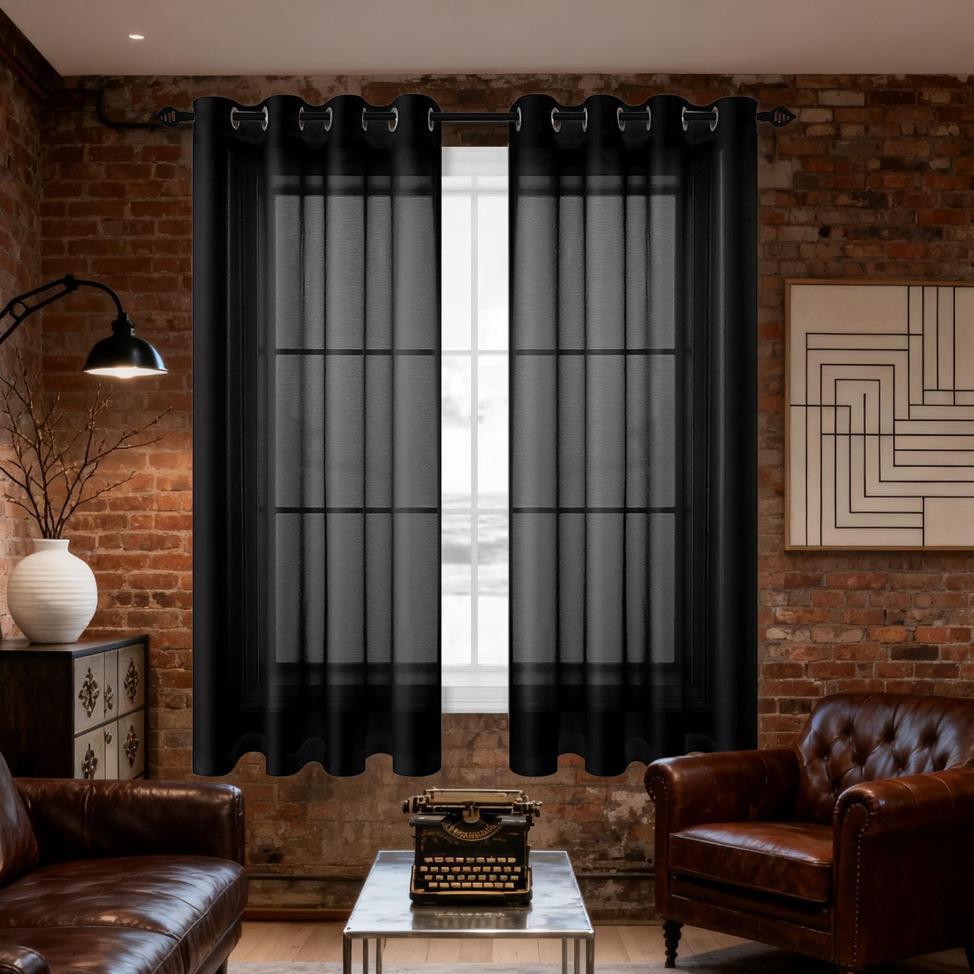 Rideau voile 140 x 120 cm esthétique haut de gamme oeillets