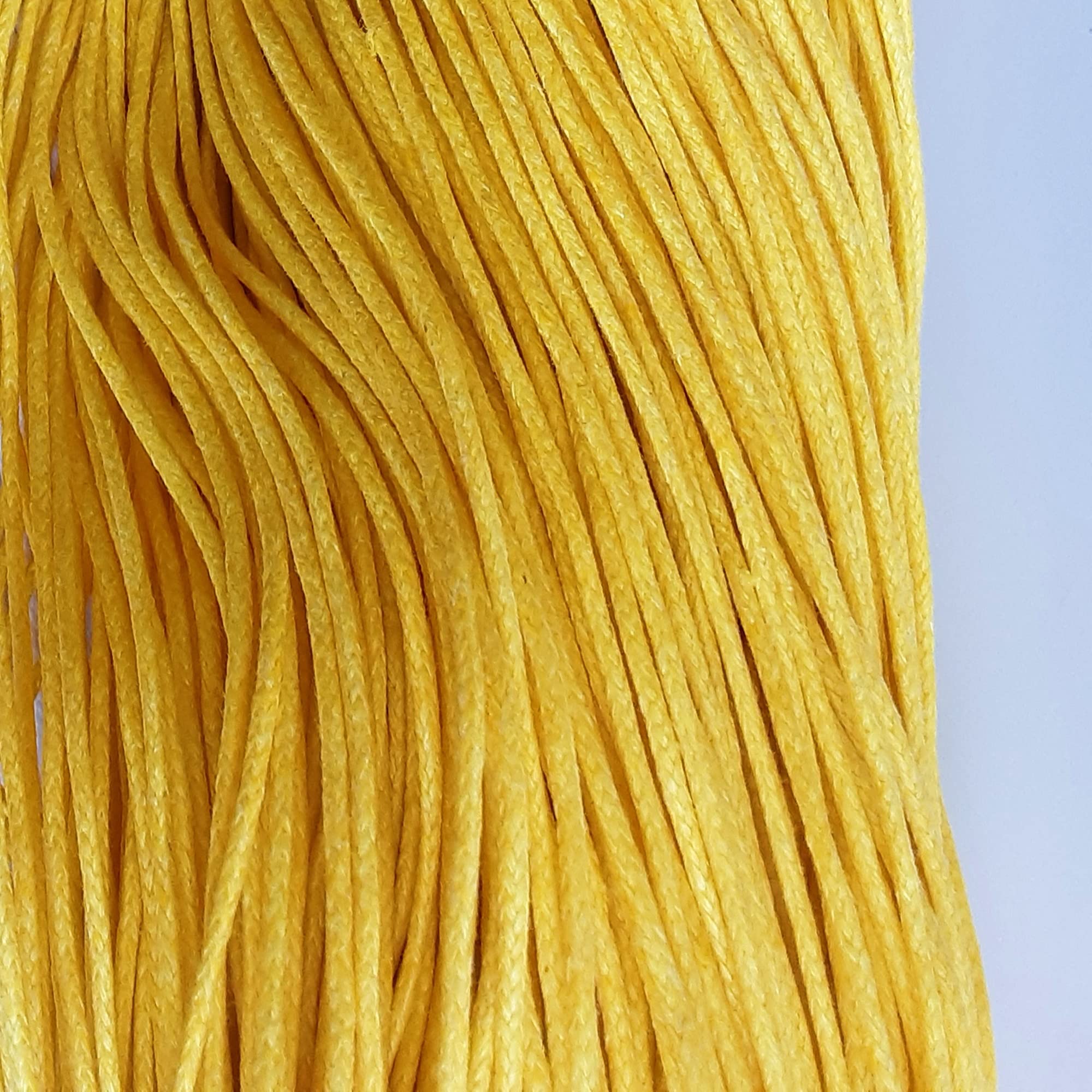 Mart-Mon Multicolor 1.5Mm - 20M Waxed Cotton Cord, Jewellery Beading Woven Durable Thread String For Necklace, Bracelet, Macrame & Crafts (Yellow)