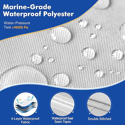 Miniatura 2 de Funda para barco Jon 1200D, cubierta de tecnología impermeable compuesta con cubierta de motor anti-UV para remolque, amarre, sorage, apta para