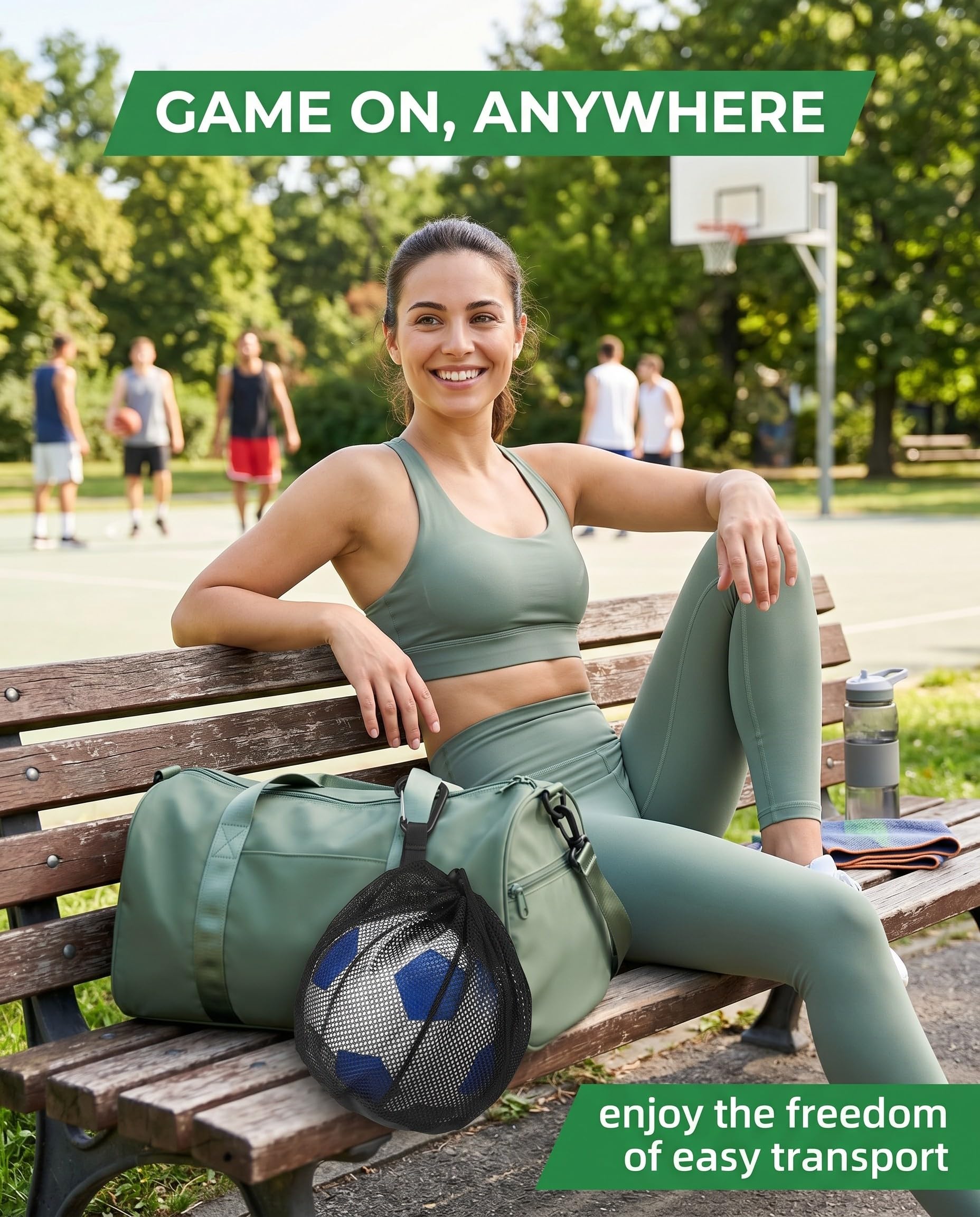 Bolsa Red para Balón de Fútbol con Mosquetón y Cordón Ajustable, Resistente para Baloncesto y Voleibol