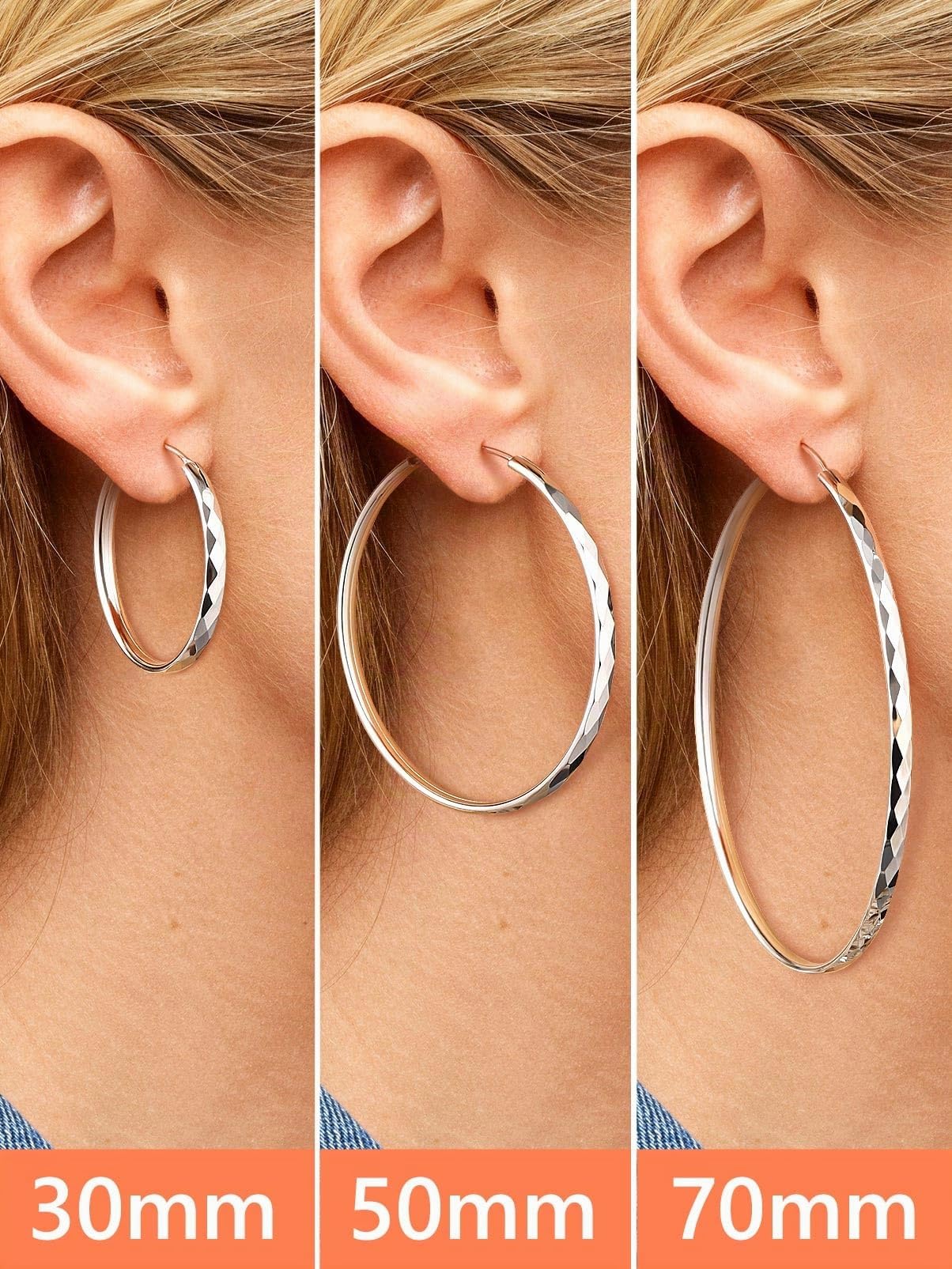 Silvora Aros Grandes Pendientes Plata 925 Mujer 70mm Aretes Ligeros Madre | Material Hipoalergénico Plata de Primera Ley Joyería Delicada Moda Accesorio Decoración Ropa Pareja Regalo Cumpleaños