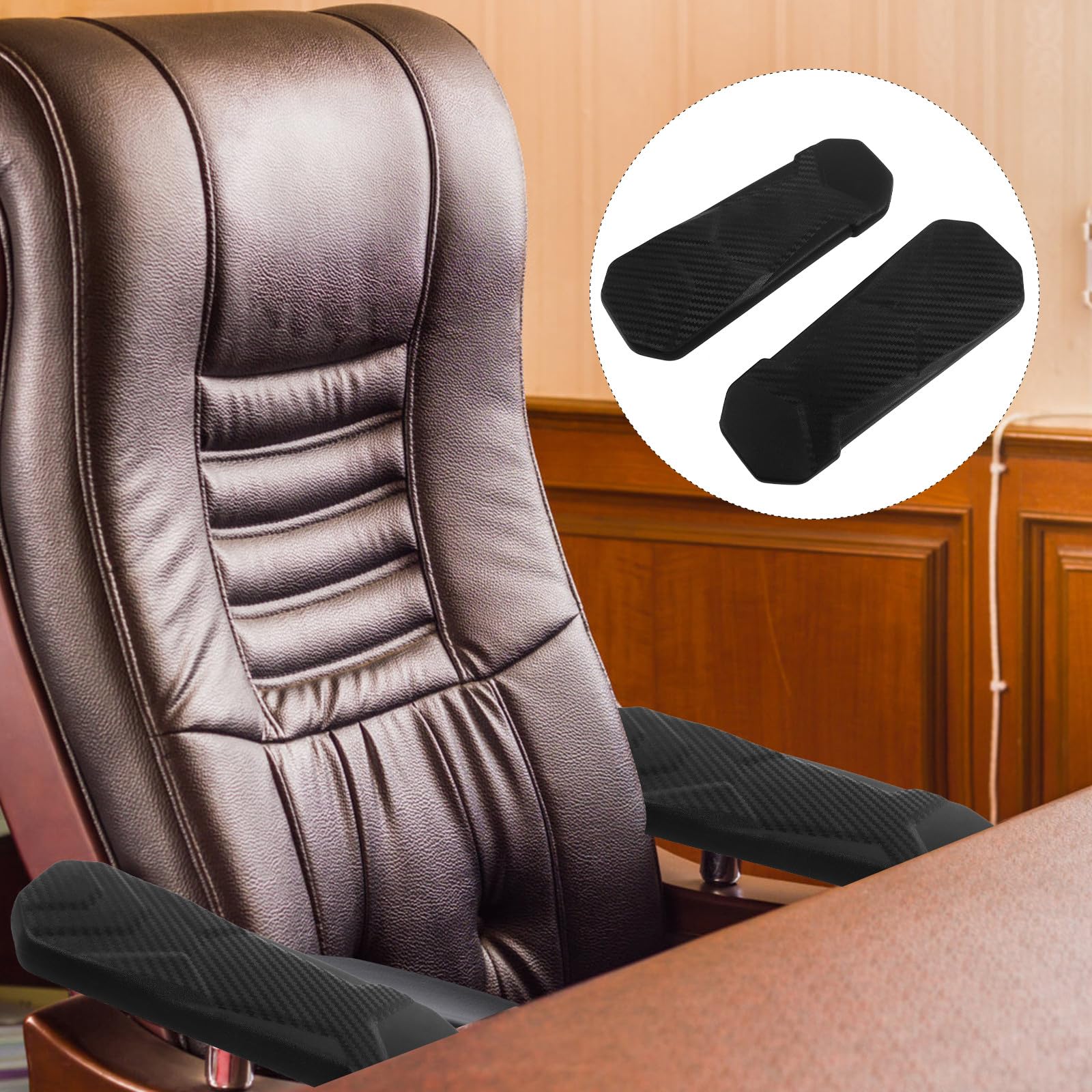 Almohadillas de PU para Reposabrazos de Silla de Oficina 2 Piezas Negras Protectoras y Cómodas para Apoyabrazos en Despacho y Uso Diario
