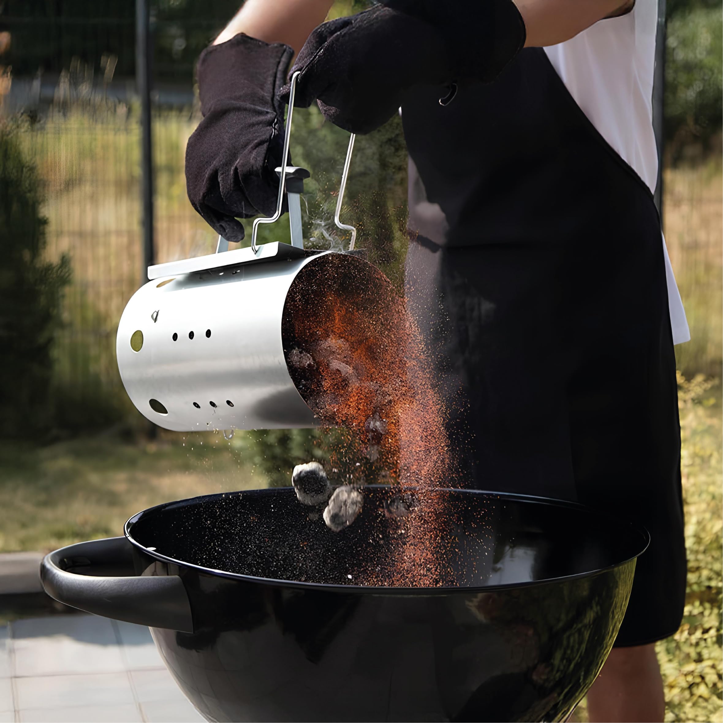 Brigros MasterCook Cheminère Barbecue Aluminium Allume Charbon Bois 19 cm 30 cm 1,5 kg