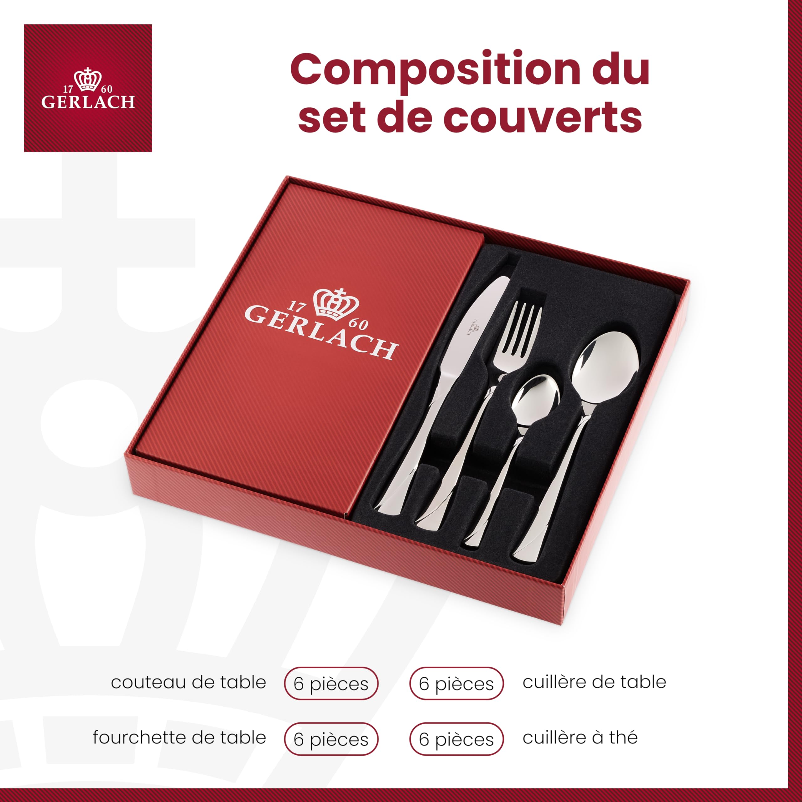 Gerlach | Un ensemble de couverts dans une boîte de 24 pcs - Valor | 18/10 Steel