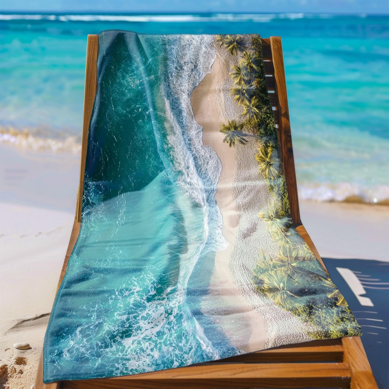 Drap de Plage XXL 200X200 Arbre De Coco Vert Clair Serviettes de Plage en Microfibre,Serviette Piscine Extra Large sans Sable pour Adultes Séchage Rapide