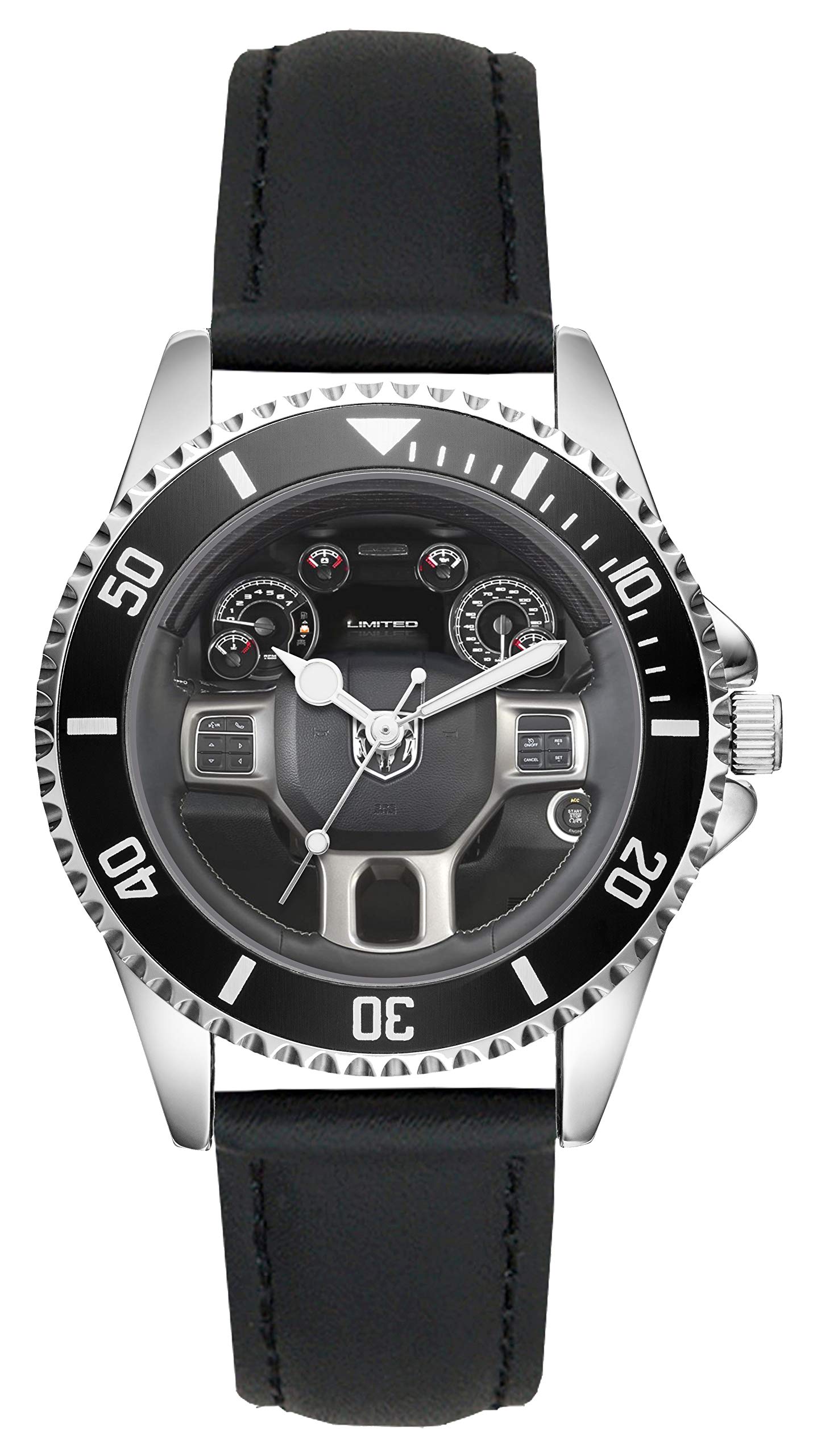 KIESENBERG Orologio Da Uomo Per Fan Fiat 500 - Design Cockpit, Quarzo, Cinturino In Pelle, Diametro 43 Mm - 4