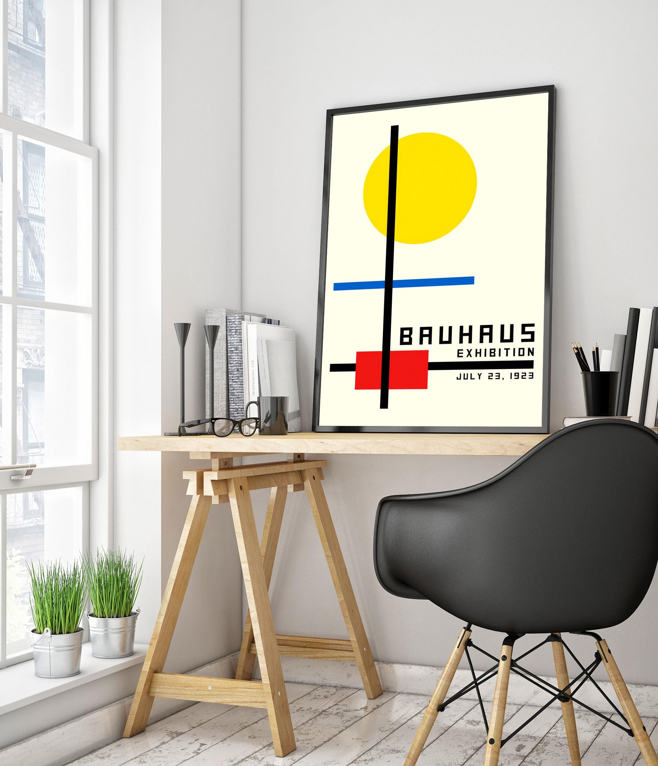 Bauhaus Circle & Lines Poster, Bauhaus Print, Framed Abstract Art, Mid-Century Wall Art, Modern Home Decor, Gift Idea - Image 2