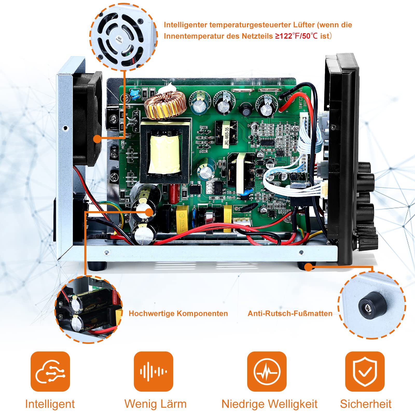 UOHHBOE Labornetzteil 30V/10A DC Regelbar Netzgerät mit hochpräziser 4-stelliger LED-Anzeige 5V/2A USB-Schnittstelle Grob- und Feineinstellknopf Labornetzgerät geeignet für Labor und Elektronikwartung