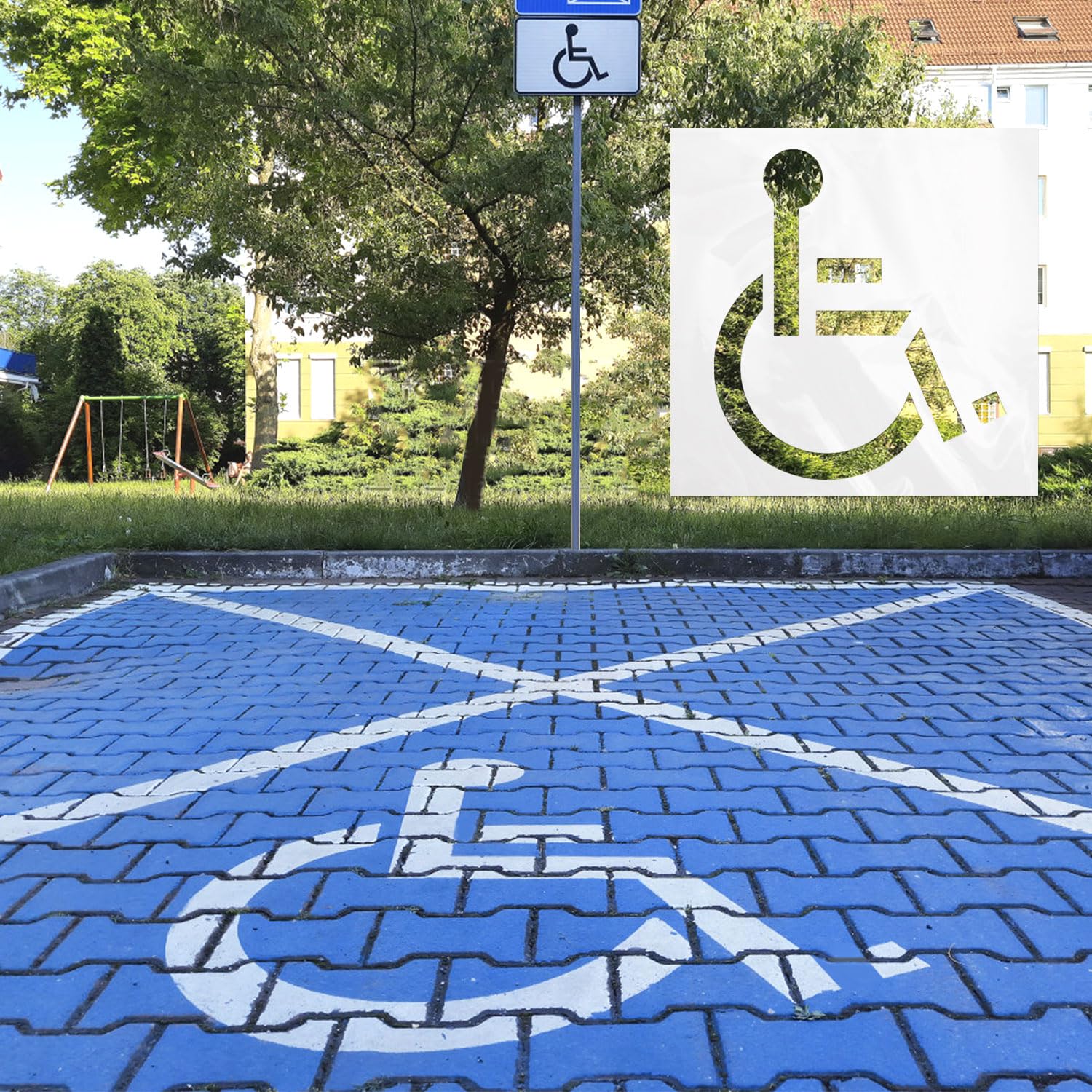 92x81,5cm Plantilla Discapacitados para Estacionamiento, Plantilla Silicona Estacionamiento Discapacitados Reutilizable Plantilla Símbolo Silla Ruedas para Discapacitados para Pintura