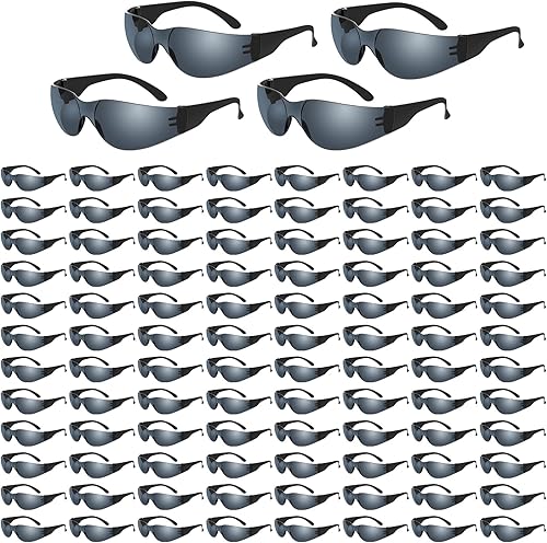 WFEANG Gafas de seguridad transparentes, 100 pares, gafas protectoras para hombres y mujeres, ANSI Z87.1, resistentes a los impactos, para trabajo,