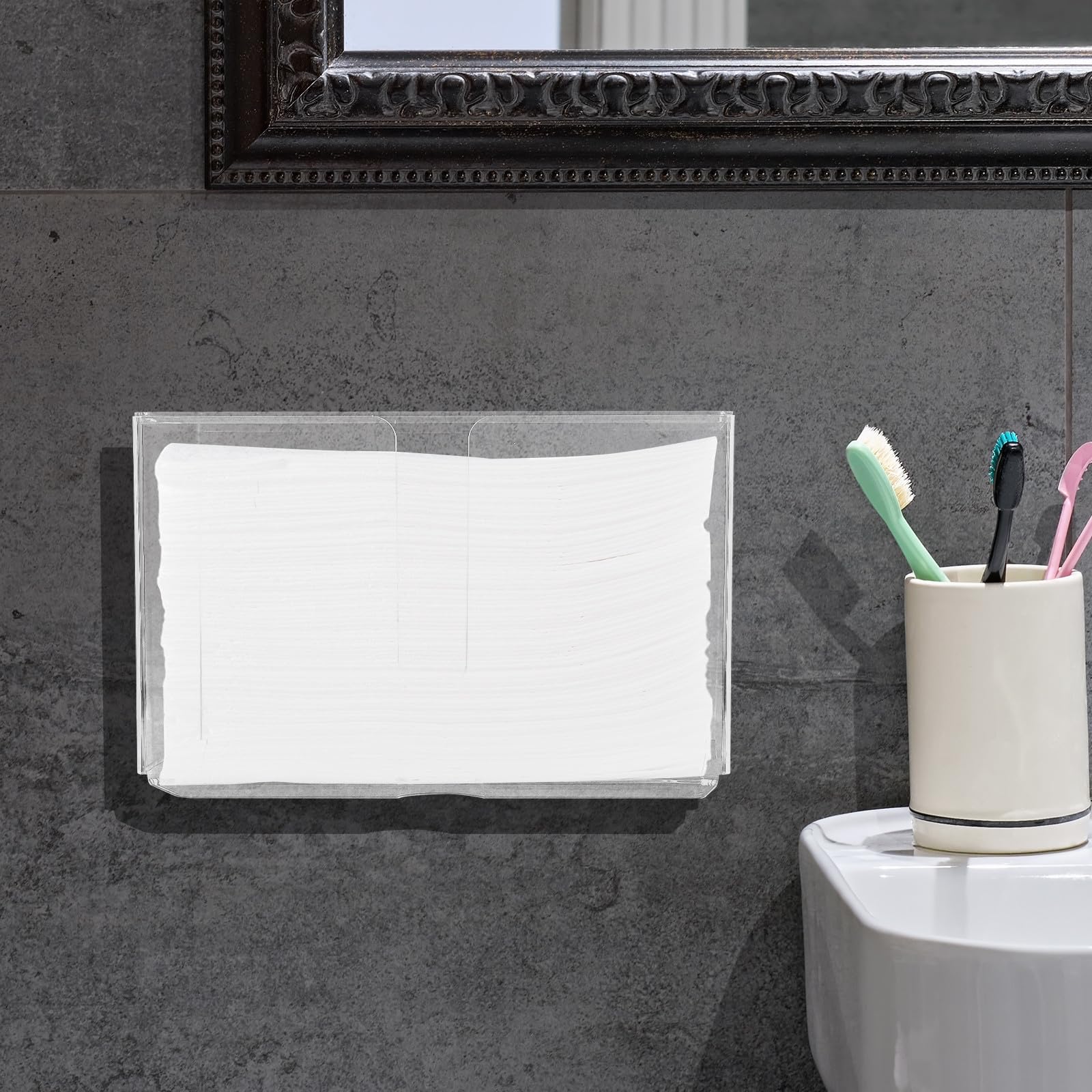 Wandmontierter Papierhandtuchhalter aus Klarem Kunststoff Großer Taschenbox für Badezimmer und Küche Vielseitig Einsetzbar und Leicht zu Reinigen