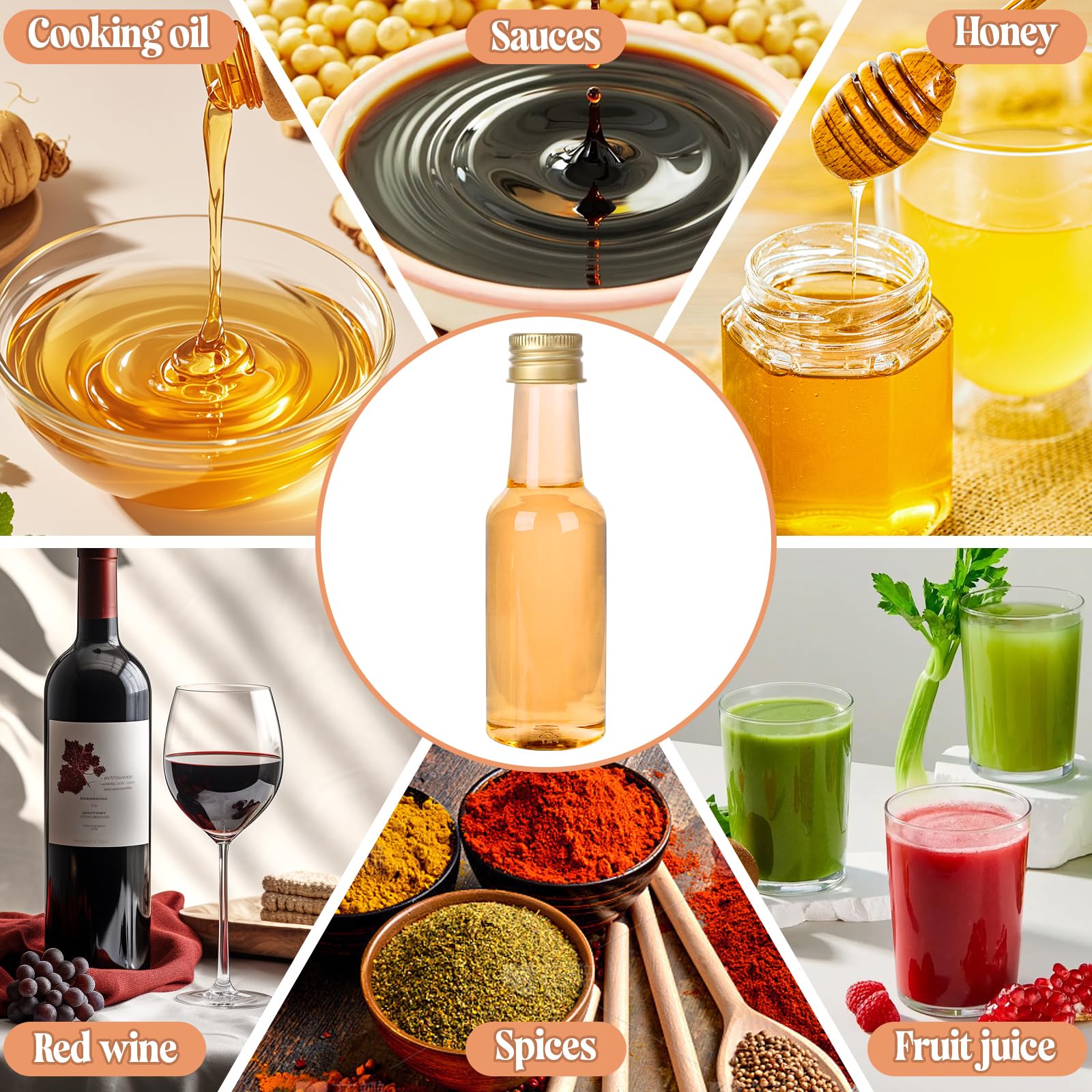 50 Pezzi Mini Bottiglie Alcolici Bomboniere, Bottigliette Liquore Mignon da 25-30 ml, Piccole Bottiglie di Plastica con Penna, Etichette, Imbuto e Pennello per Matrimoni, Feste e Whisky