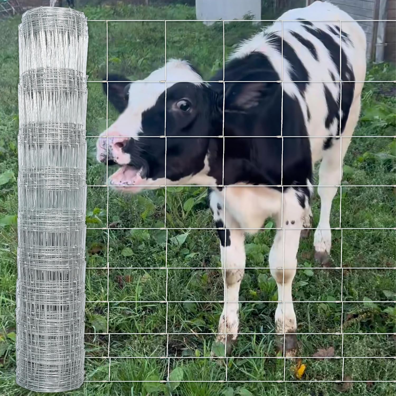 Farm Livestock Fence, 4ft×164ft Galvanised Iron Wire Farm Fence Cattle Fence Deer Fence Grassland Fence, for Yard Garden and Animal Protection