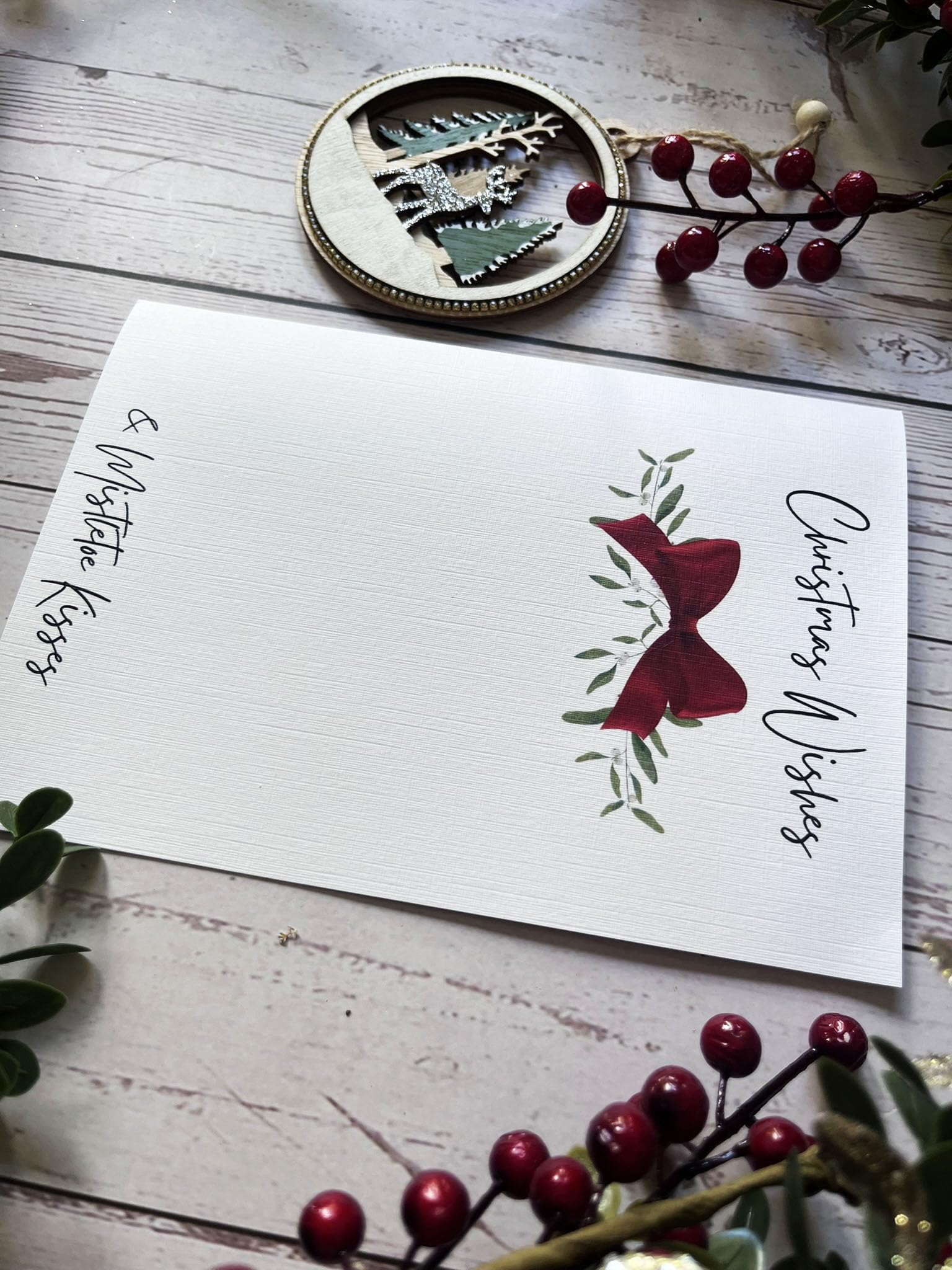 Baby Footprint Christmas Card for My First Christmas. Chrismas Wishes & Mistletoe Kisses. Perfect for Family & Friends. Unique Greeting Card (DIY Mistletoe) - Image 3
