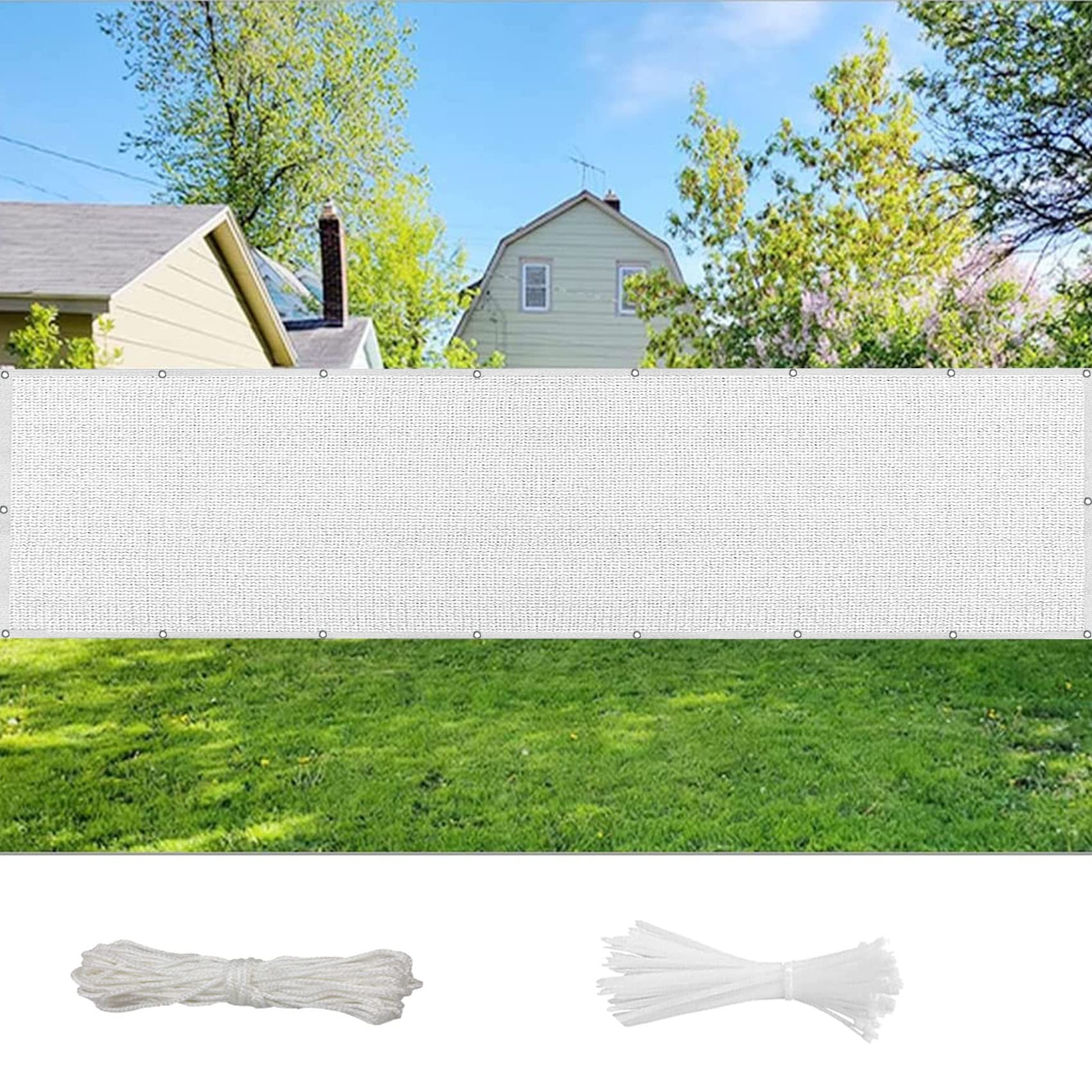 Brise-vue filet blanc 145x900 cm en HDPE pour balcon et terrasse