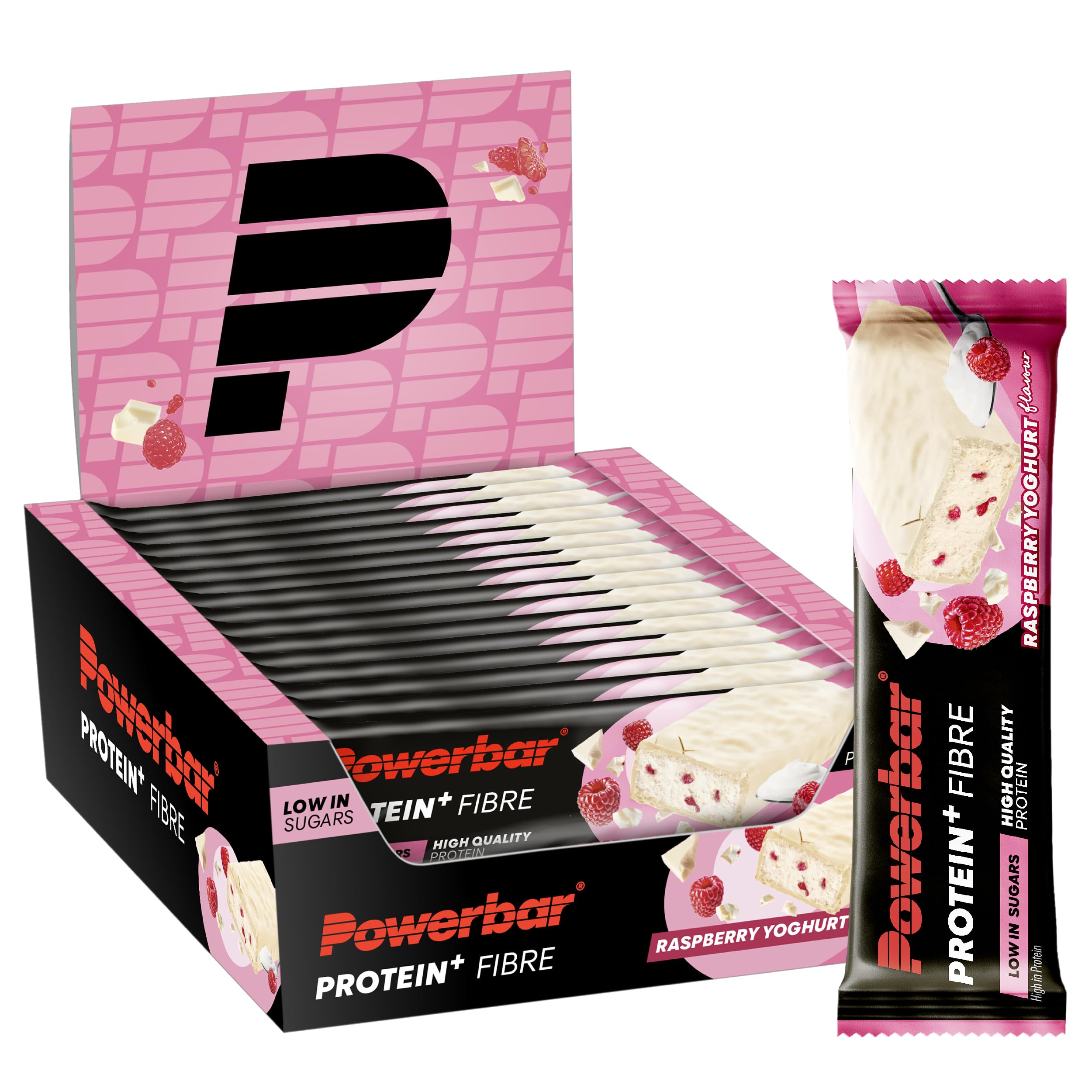 Powerbar - Protein Plus - Fibre - Raspberry Yoghurt - 16x35g - High Fibre Low Sugar Bar - high in fibre