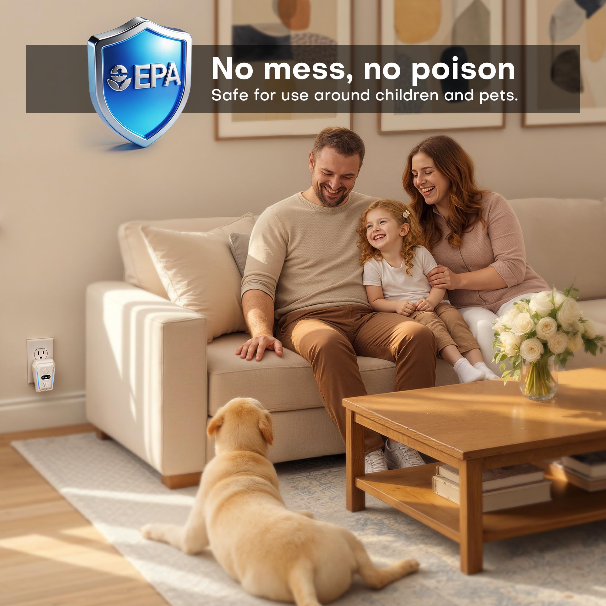 Confezione da 4 repellenti ad ultrasuoni per insetti da interni, con 3 modalità di regolazione automatica, repellente per insetti per scarafaggi, ratti, topi e insetti, uso domestico (bianco)