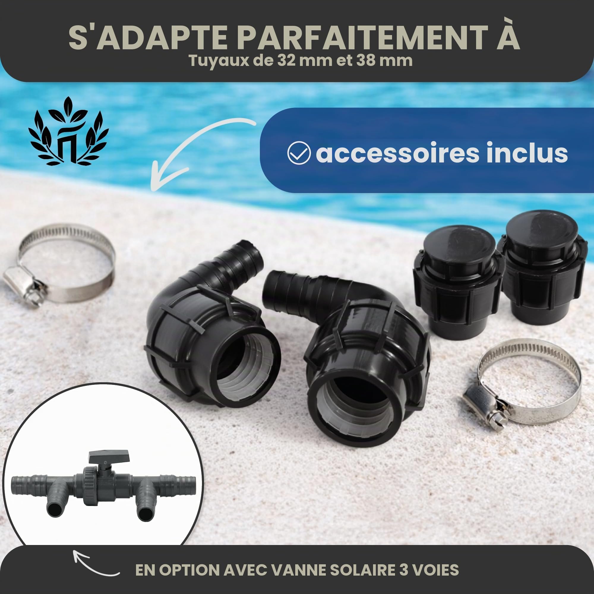 HAF® 1 panneau solaire 300 x 60 cm sans 3 voies - Tapis chauffant pour piscines jusqu'à 10 m³ - Chauffage solaire extensible à volonté - Chauffage de piscine d'eau chaude avec chauffage de l'eau