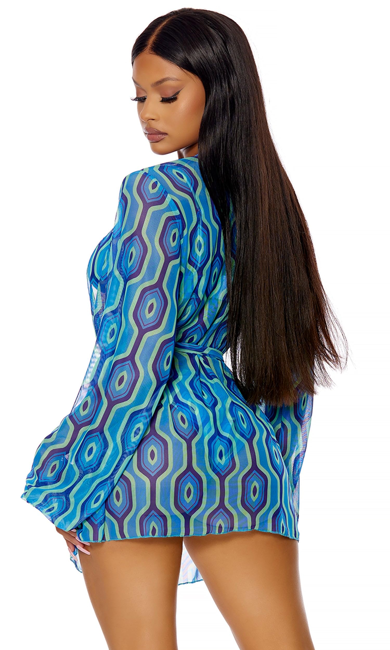 Forplay Cover Me-Kimono A Rete Corta Copricostume Donna