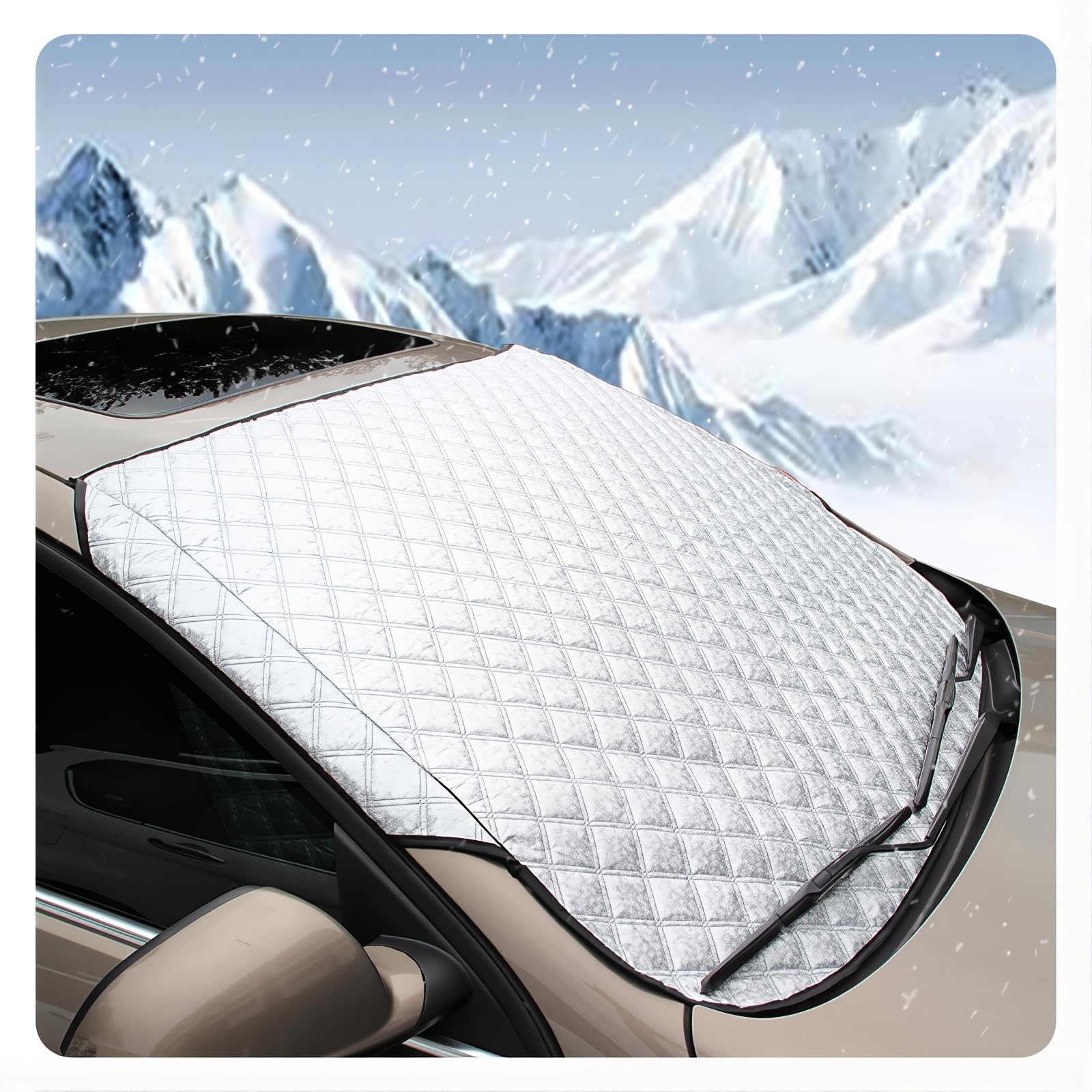 NYFDUAH Car Windscreen Cover for Opel Mokka B/GS Line+/ Ultimate 2021 2022 2023 2024 2025 All Weather Front Window Windshield Covers Esistent Snow Ice Frost Protective Cover