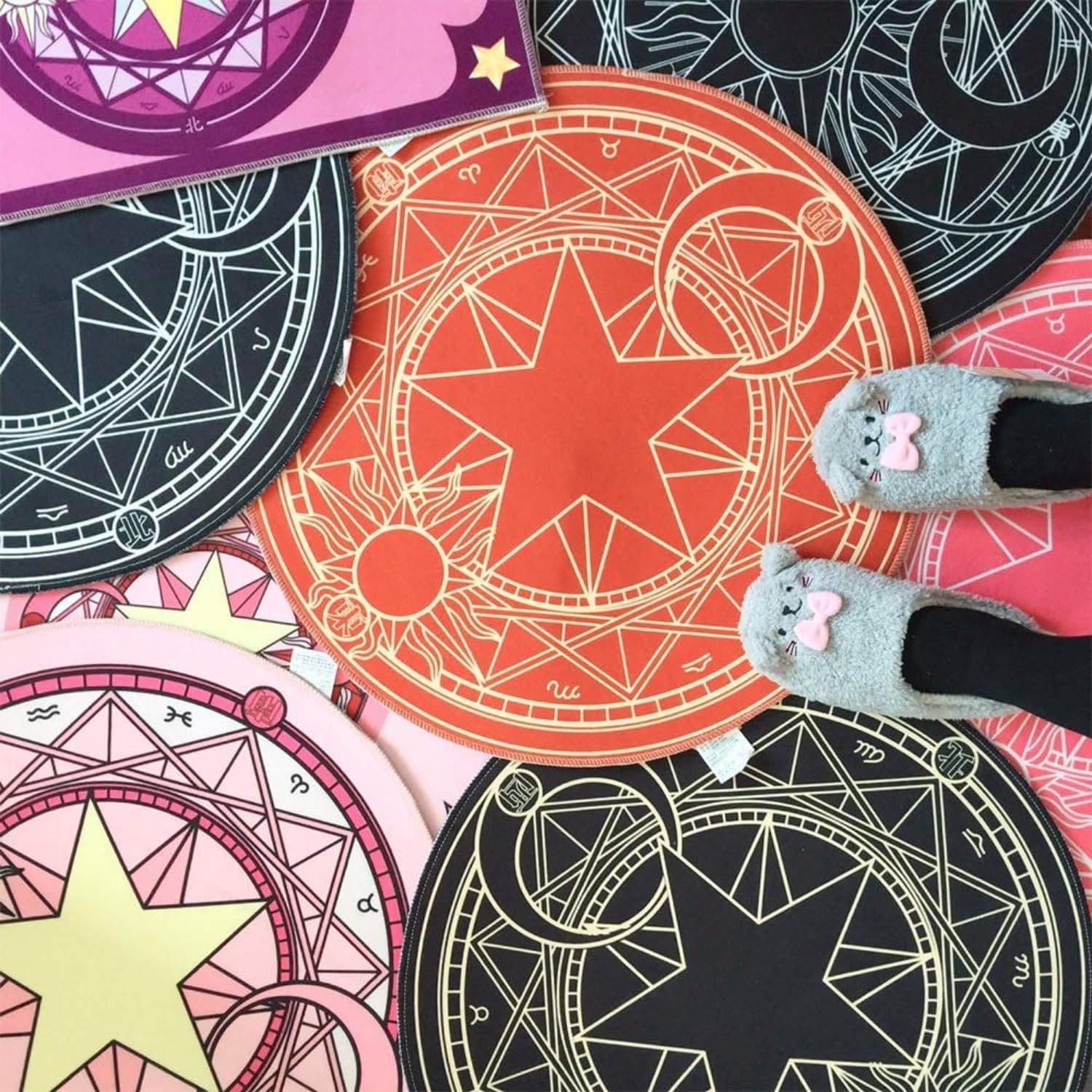 Amazon.co.jp: 円形 可愛い ラグマット防ダニ 魔法陣 洗える