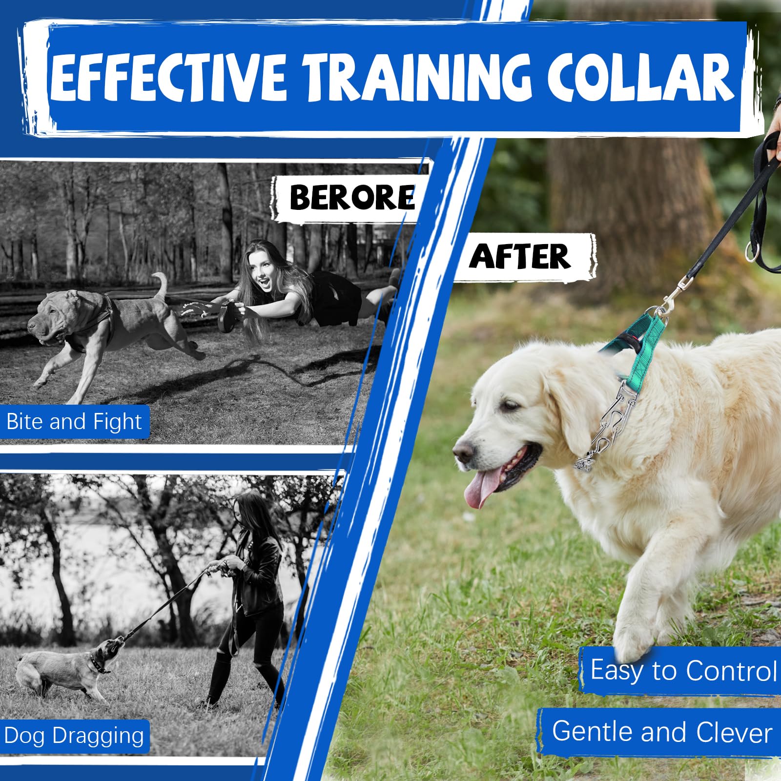 Marnonsis Dog Training Collar No Pull, Adjustable Dog Basic Collar for Small Medium Large Dogs with Quick Release Buckle,Extra Links, Safety Clip, Rubber Tips(Green,S)
