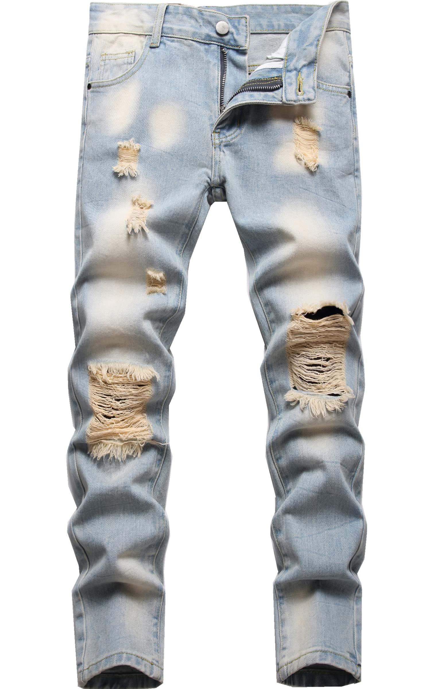 LanscadranBoy's Ripped Distressed Skinny Fit Fashion Slim Washed Kids Denim Jeans Pants