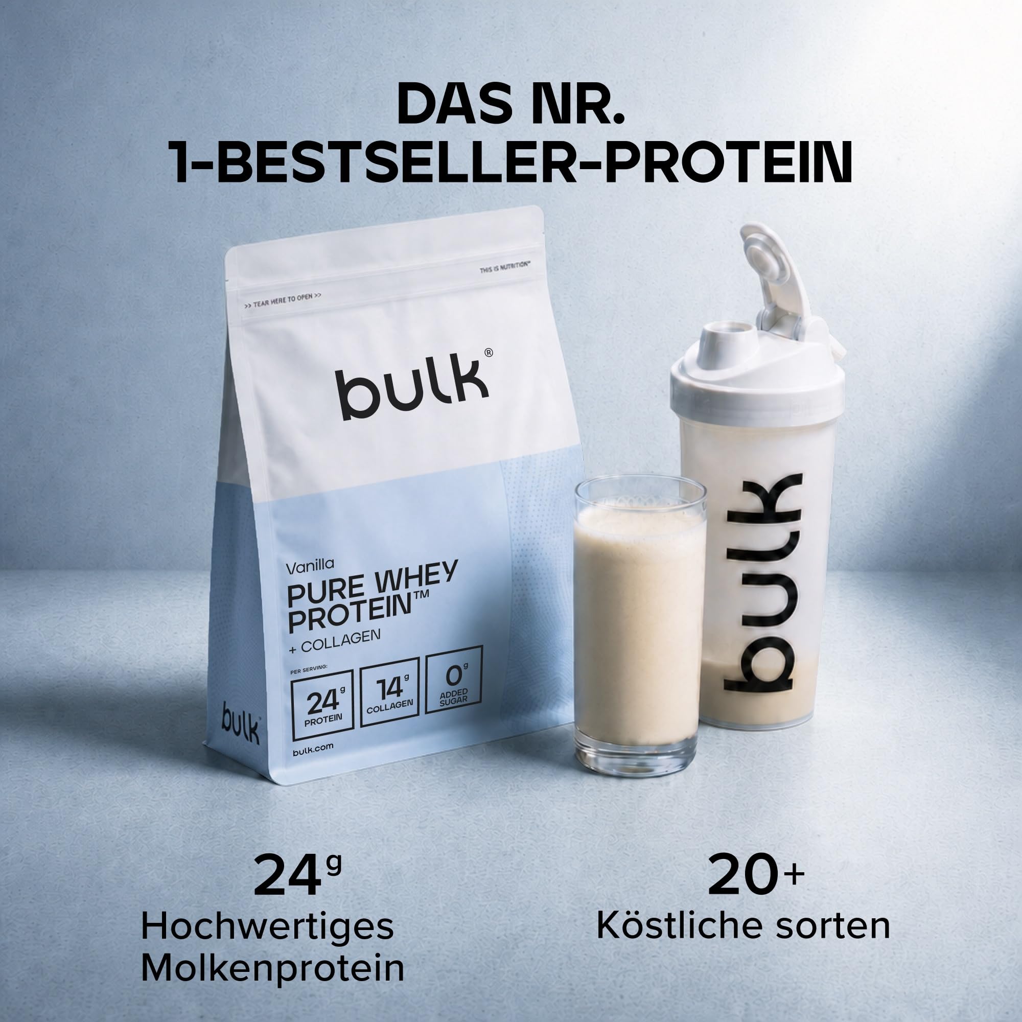 Bulk Pure Whey Protein + Kollagen, Vanille, 4kg