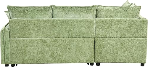 Miniatura 5 de FANYE Sofá modular tapizado de felpilla en forma de L, práctico sofá cama convertible con sofá cama extraíble, otomana de almacenamiento y puertos