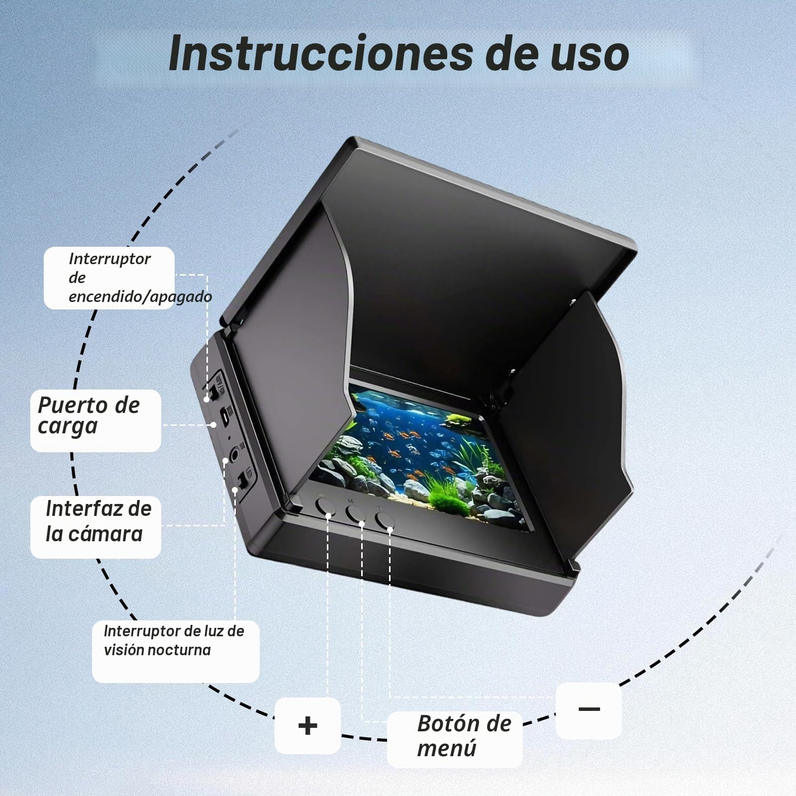 Cámara de Pesca Submarina, Sonda de Pesca IP67 con Pantalla IPS HD de 4,3 Pulgadas y Cable de 30m, Función de Penetración en Aguas Turbias para Pesca en Hielo, en Barco, Desde la Orilla y en Kayak