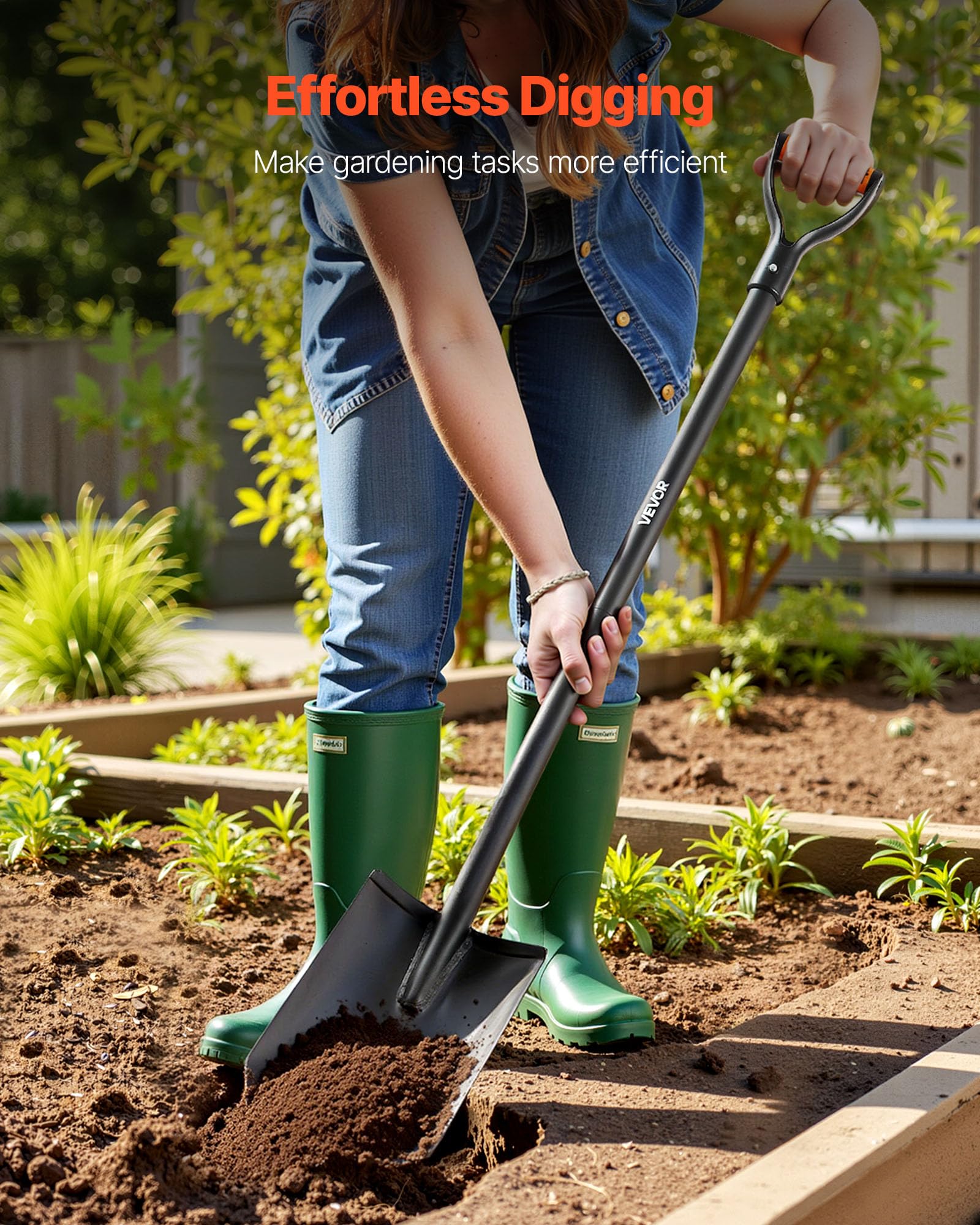 VEVOR Pala, Pala Plana Resistente, Desmontable y de fácil Almacenamiento, para jardinería, construcción, excavación y Pala de Nieve