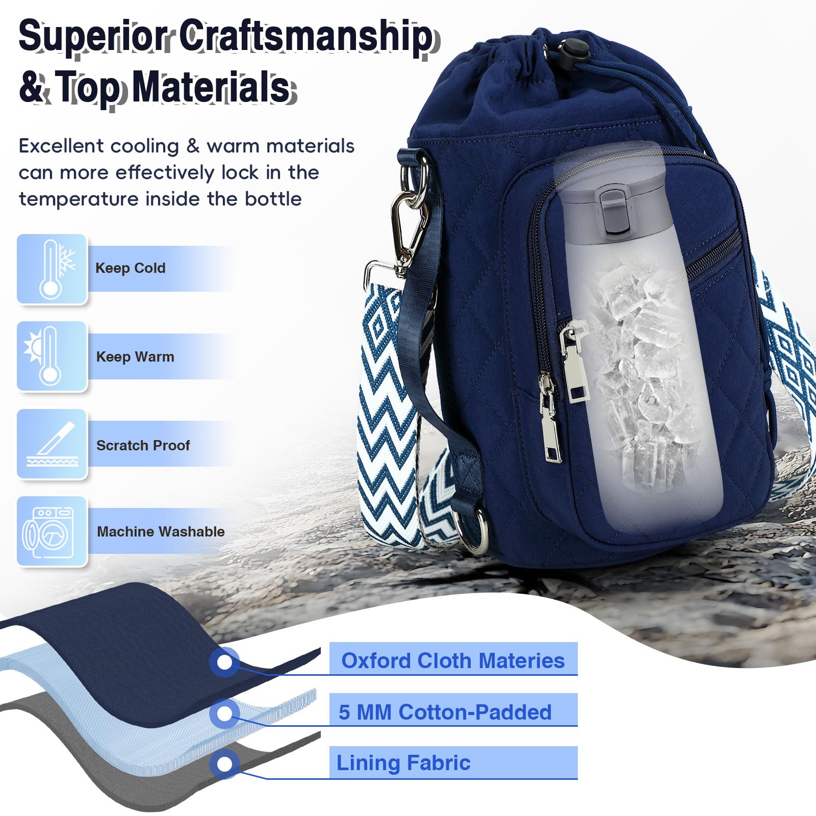 AGLOD Tragetasche für Wasserflaschen mit Gurt, Wasserflaschenhalter, Crossbody-Tasche für Damen und Herren, zum Wandern, Radfahren