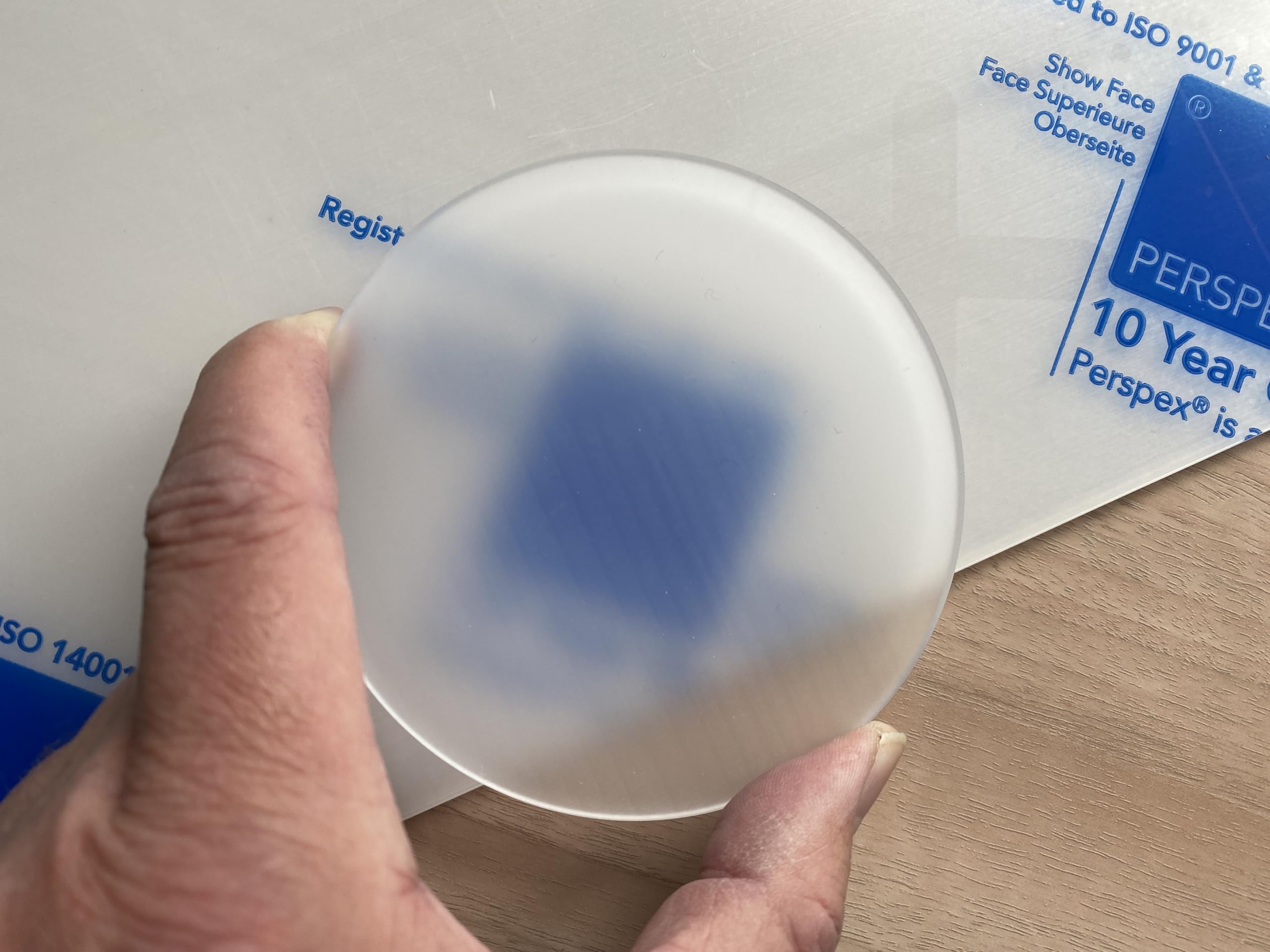 [WOOTTON INDUSTRIES LIMITED] 292mm Double Sided Frosted Round Disc Circle [3mm Thick] Perspex Acrylic Custom Size Cut Discs Circles.