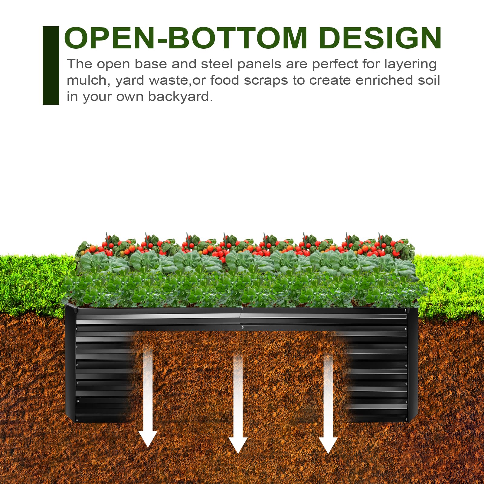 EDOSTORY Metal Raised Bed Garden Bed Kit, 6x3x2ft Tall Galvanized Planter Raised Garden Boxes Outdoor, Large Metal Raised Garden Beds for Flowers, Vegetables, Herbs