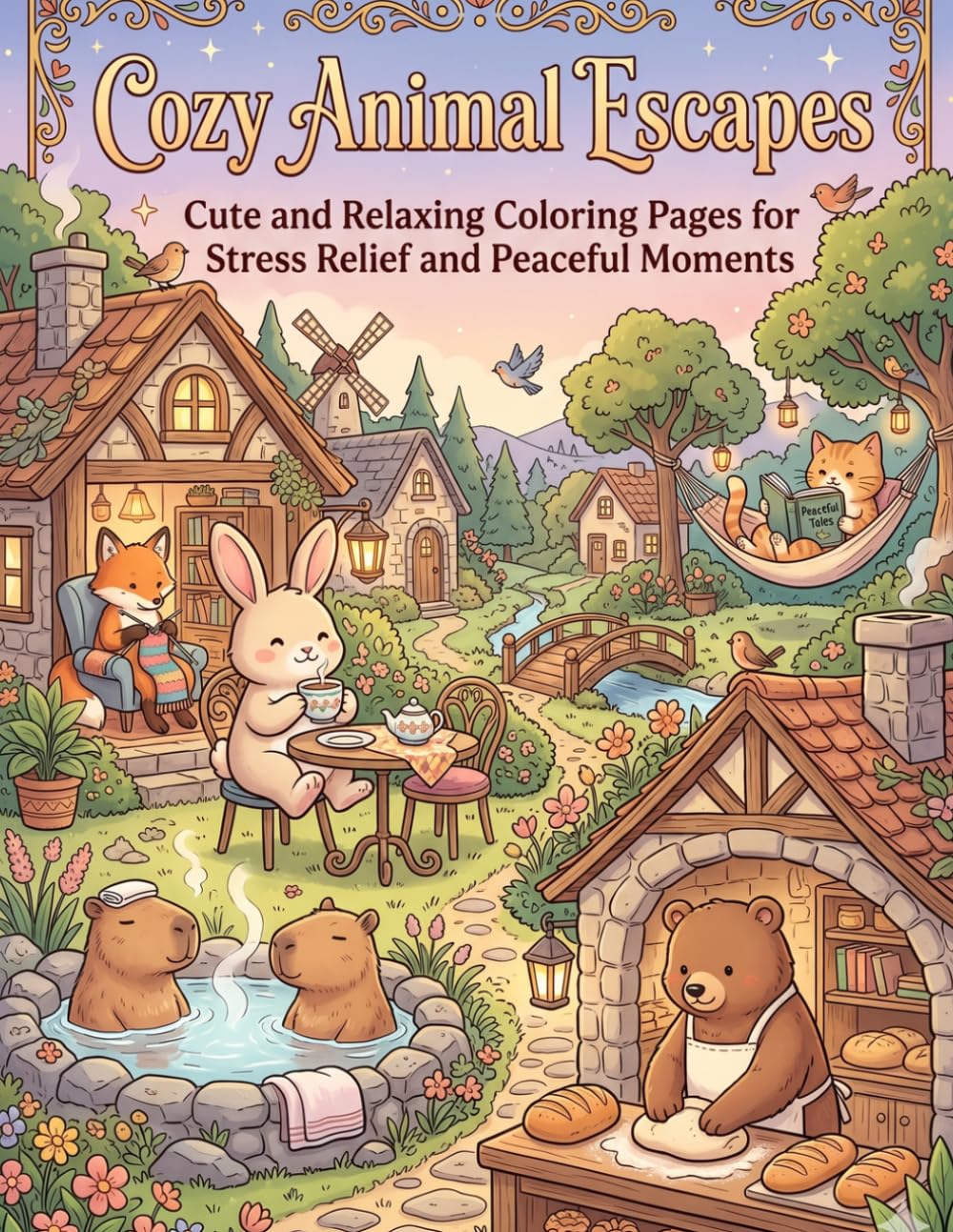 Cozy Animal Escapes: Cute and Relaxing Coloring Pages for Stress Relief, Mindfulness, and Peaceful Moments