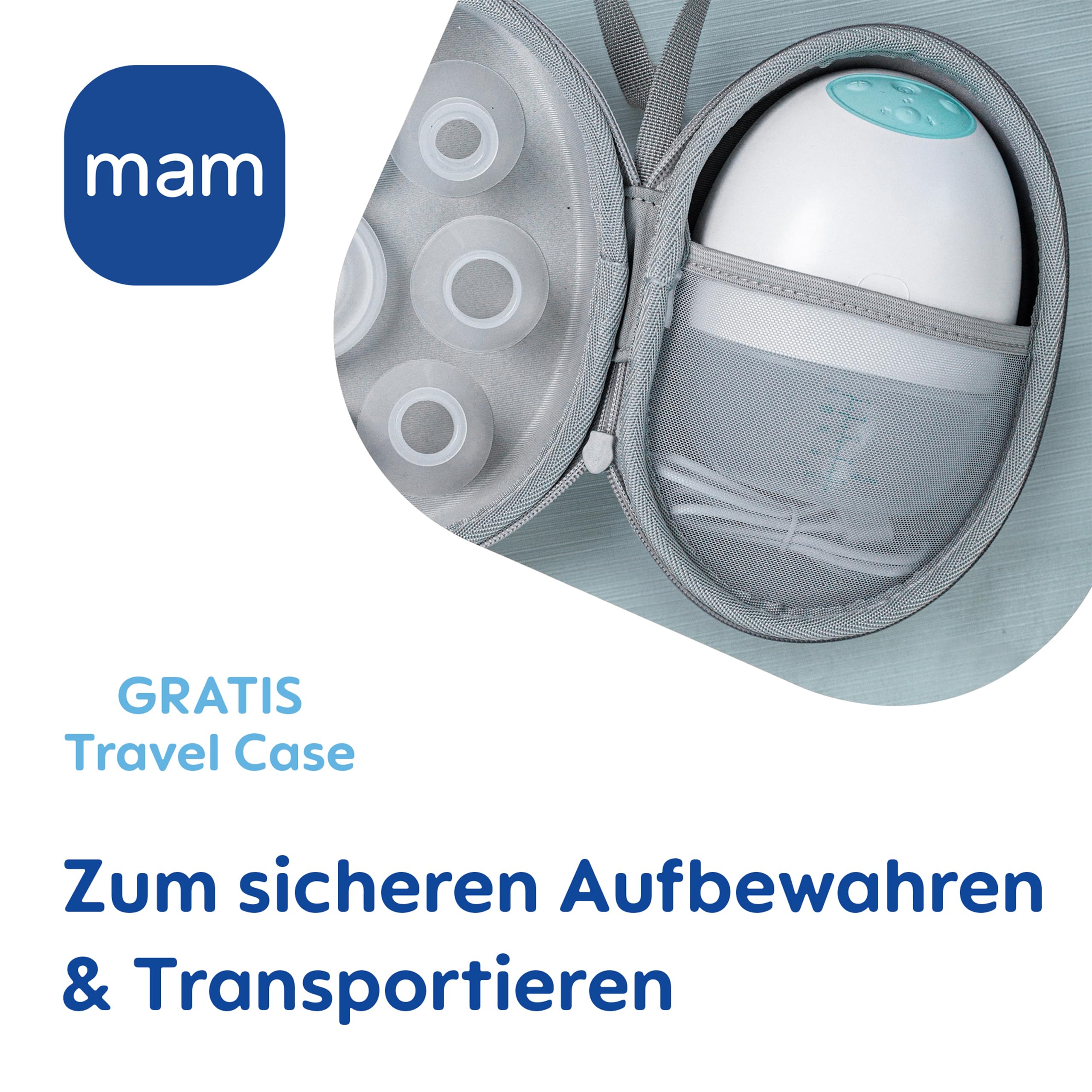 MAM Move Milchpumpe | 50-Jahre MAM Jubiläum Set inkl. kostenlosem Travel Case | Handsfree ohne Schläuche oder Kabel | schlankes Design passt in jeden BH | 3 Modi für diskretes und effizientes Abpumpen