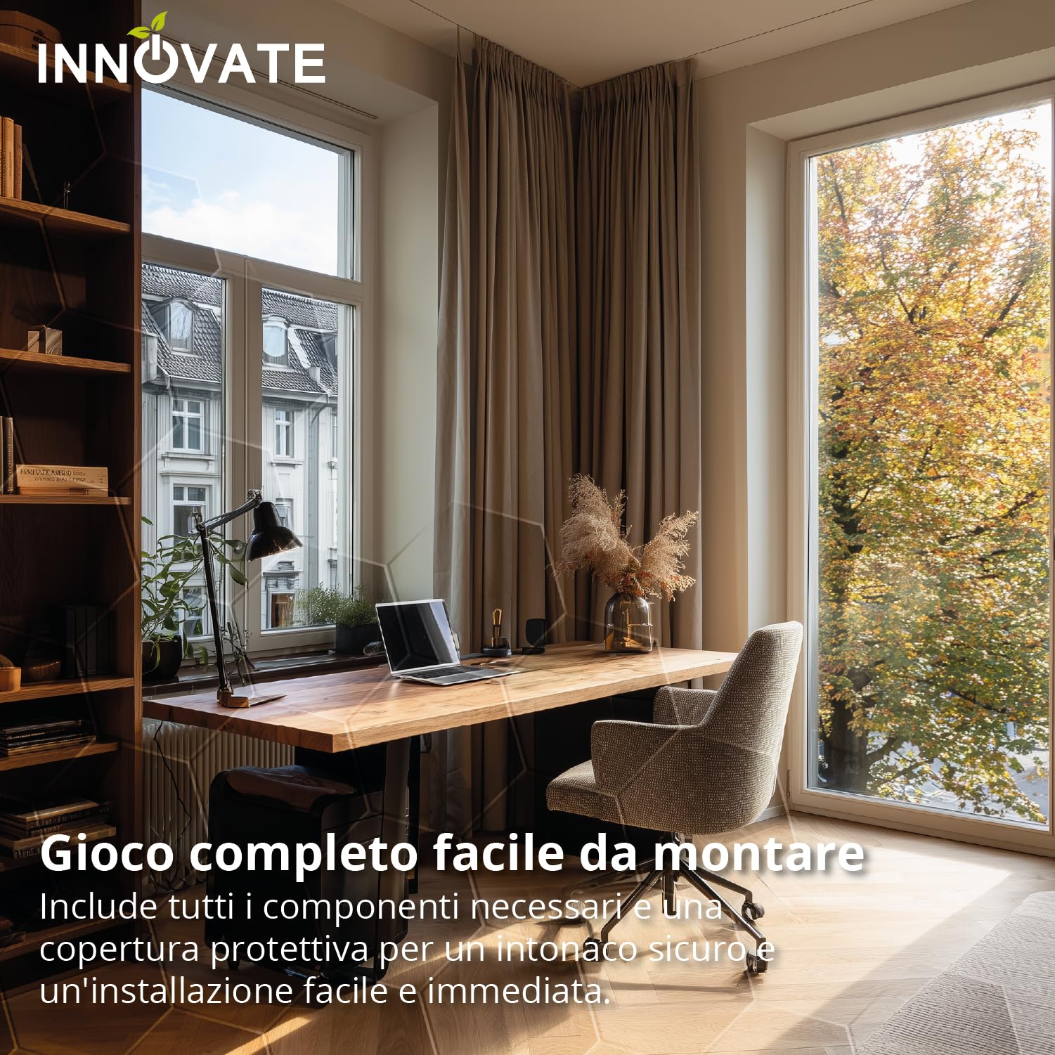 INNOVATE Binario tenda soffitto Cartongesso [incl. copertine e inserti] Profilo alluminio per LED striscia e Tende per interni I Bastone tenda Cucina bagno salotto Bastoni tende (1 Binario, 200 cm)