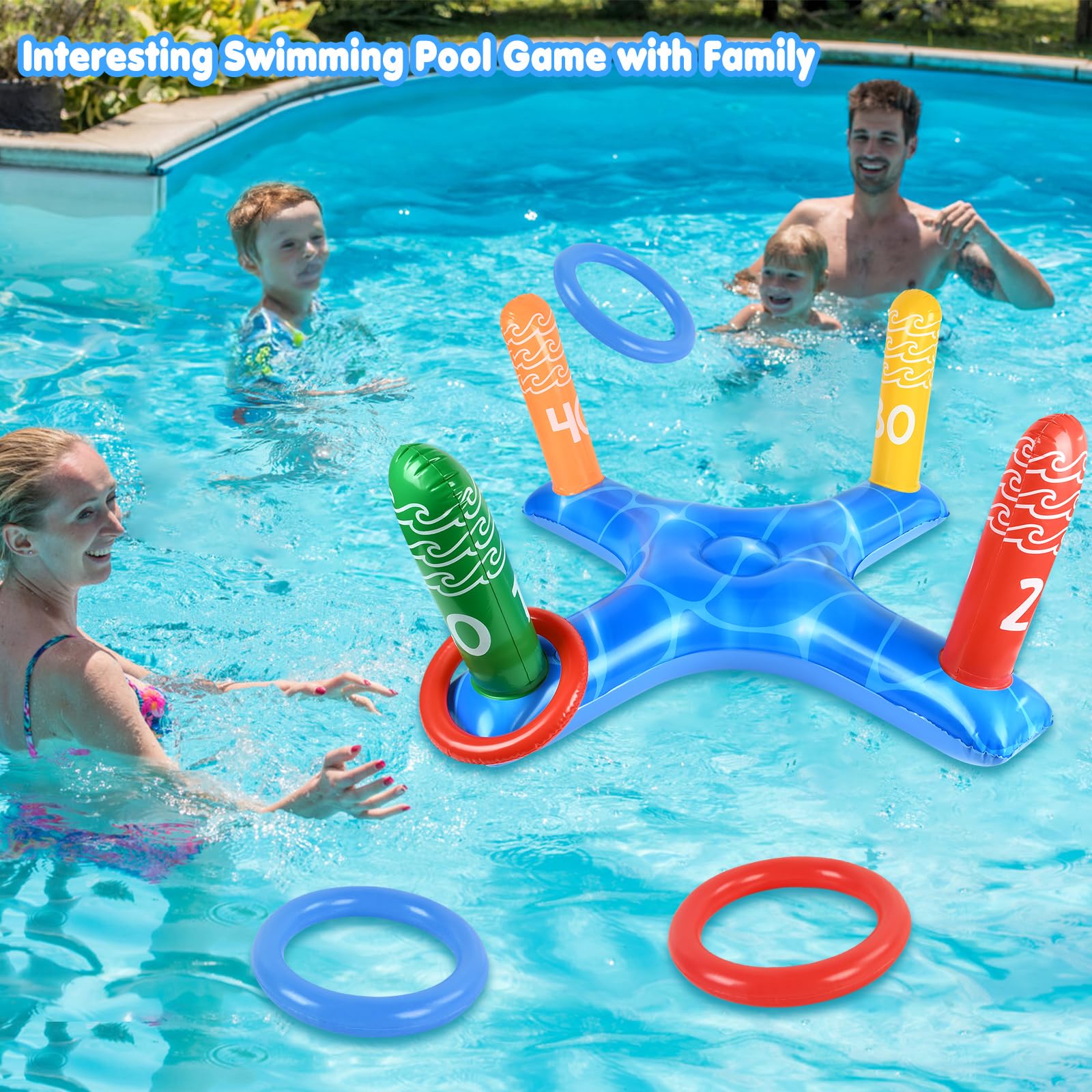 2 pezzi Materasso gonfiabile per piscina, 4 in 1 Piscina Galleggiante