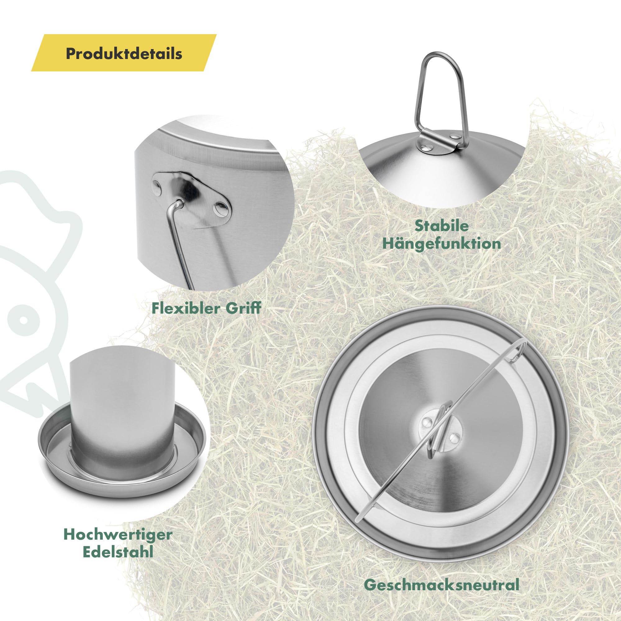 Agrarzone Abbeveratoio pollame 4L acciaio inox - Robusto, Antiribaltamento, Facile da pulire - Ideale per galline, Pulcini e volatili