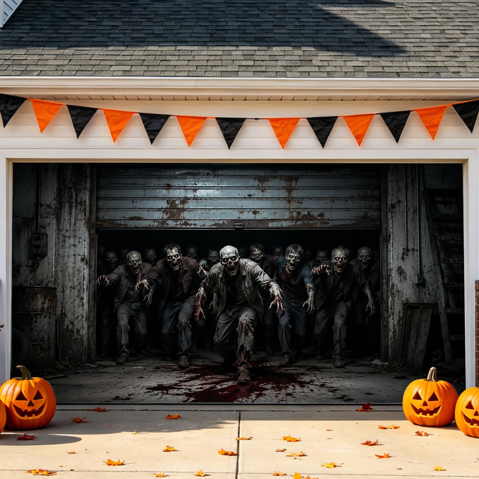 Halloween Garage Door Banner Scary Horror Decorations Outdoor Yard Decor