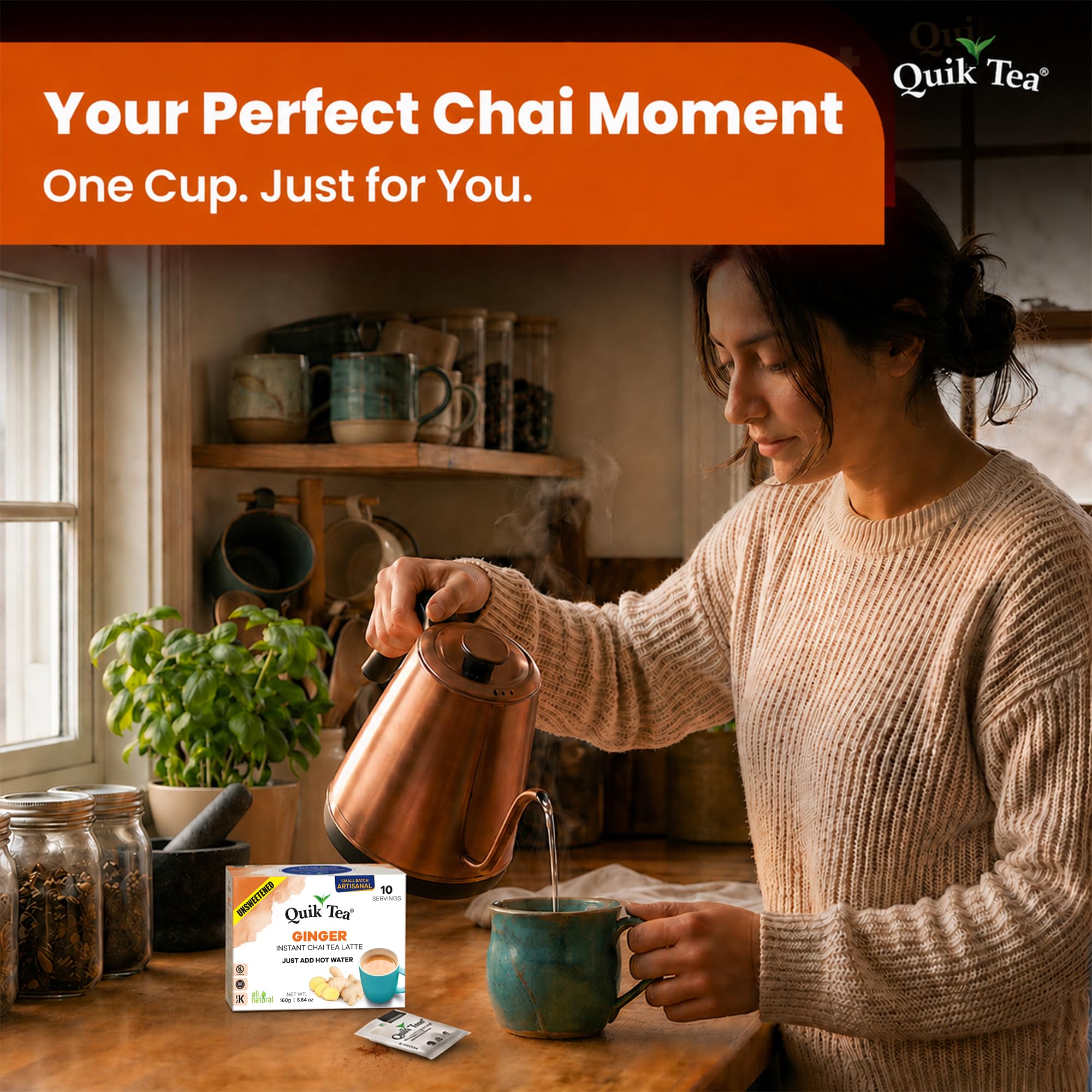 Amazon.com : QuikTea Instant Ginger Chai Tea Latte Unsweetened, 10