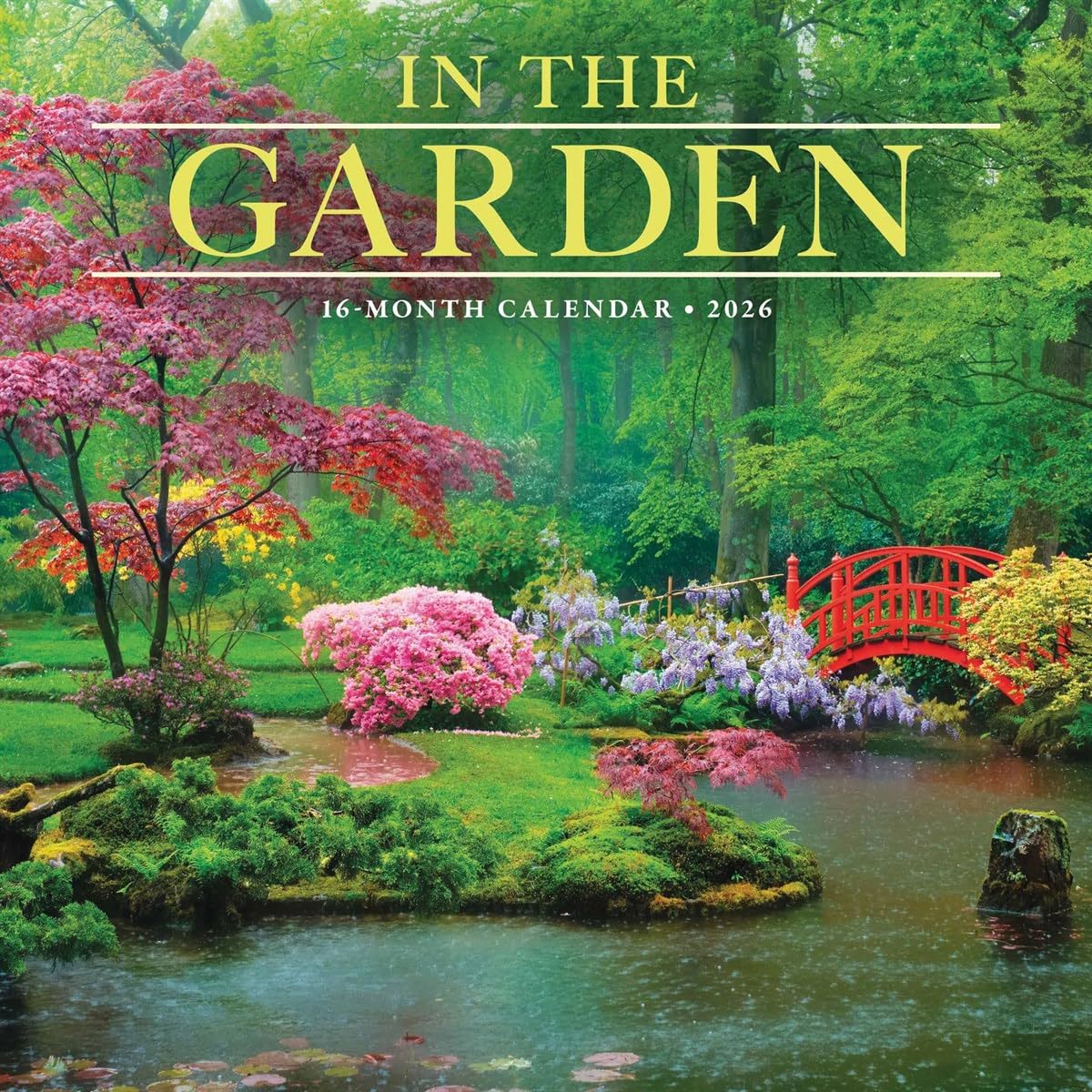 Carousel Calendars, Kalendarz ścienny In the Garden 2026, 30 x 30 cm, 16-miesięczny kalendarz z zszywanym wiązaniem