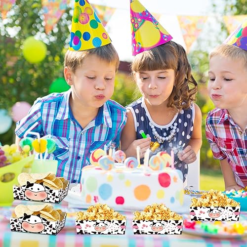 Miniatura 5 de Bandejas de papel desechables con estampado de vaca, 24 unidades, diseño de vaca sagrada, Im One, decoraciones de cumpleaños, bandejas de nachos