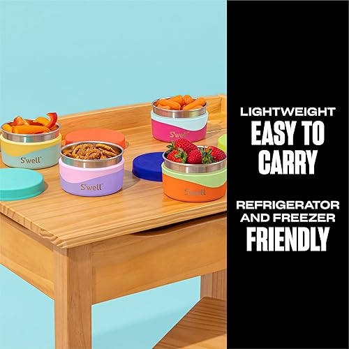 Miniatura 2 de S'well Recipiente de acero inoxidable para alimentos de 10 onzas, color pastel Paradise de una sola pared, construcción duradera sin BPA