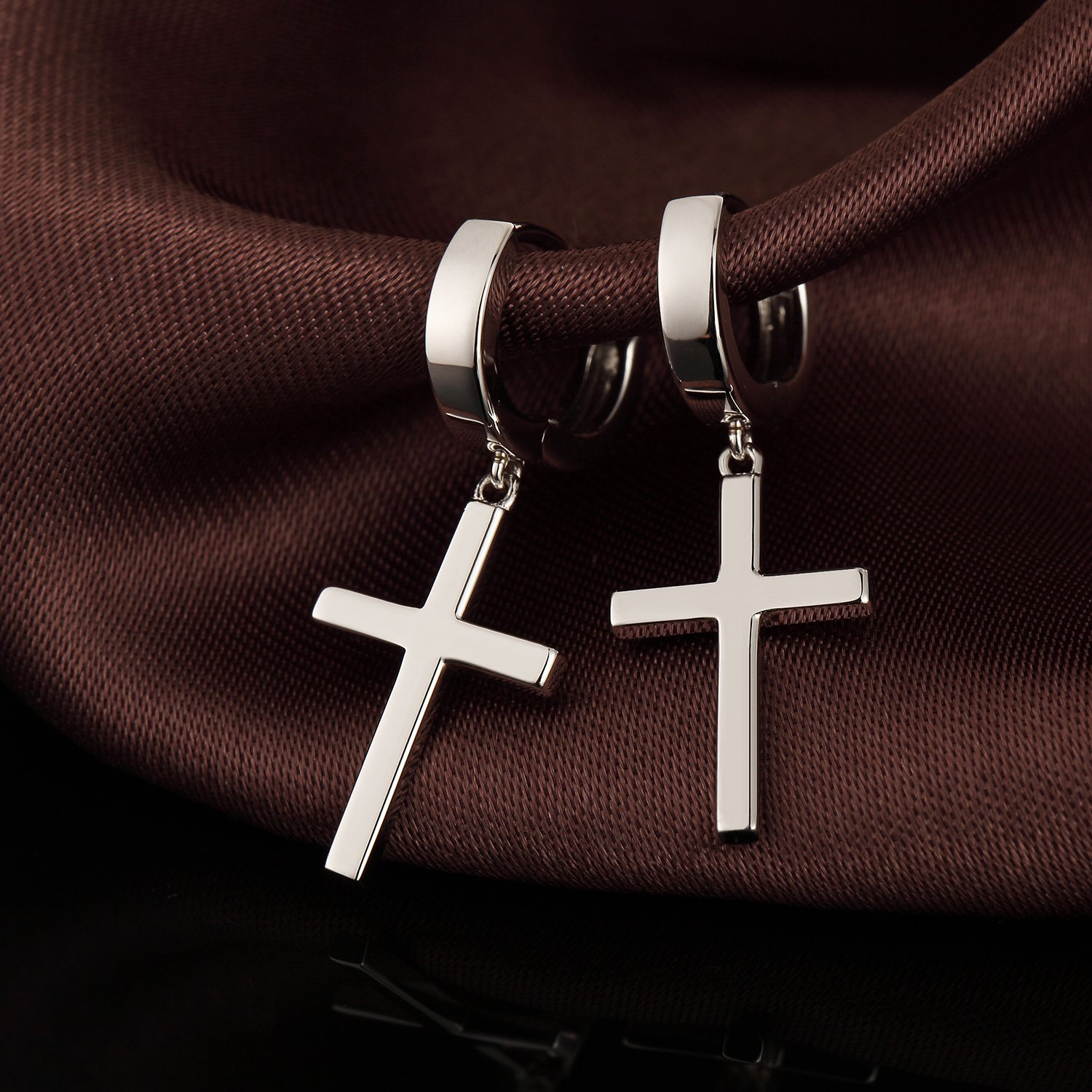 925 Sterling Silber Kreuz Ohrringe Hypoallergene Huggie Creolen/Ohrstecker Kreuz Ohrringe für Damen Herren