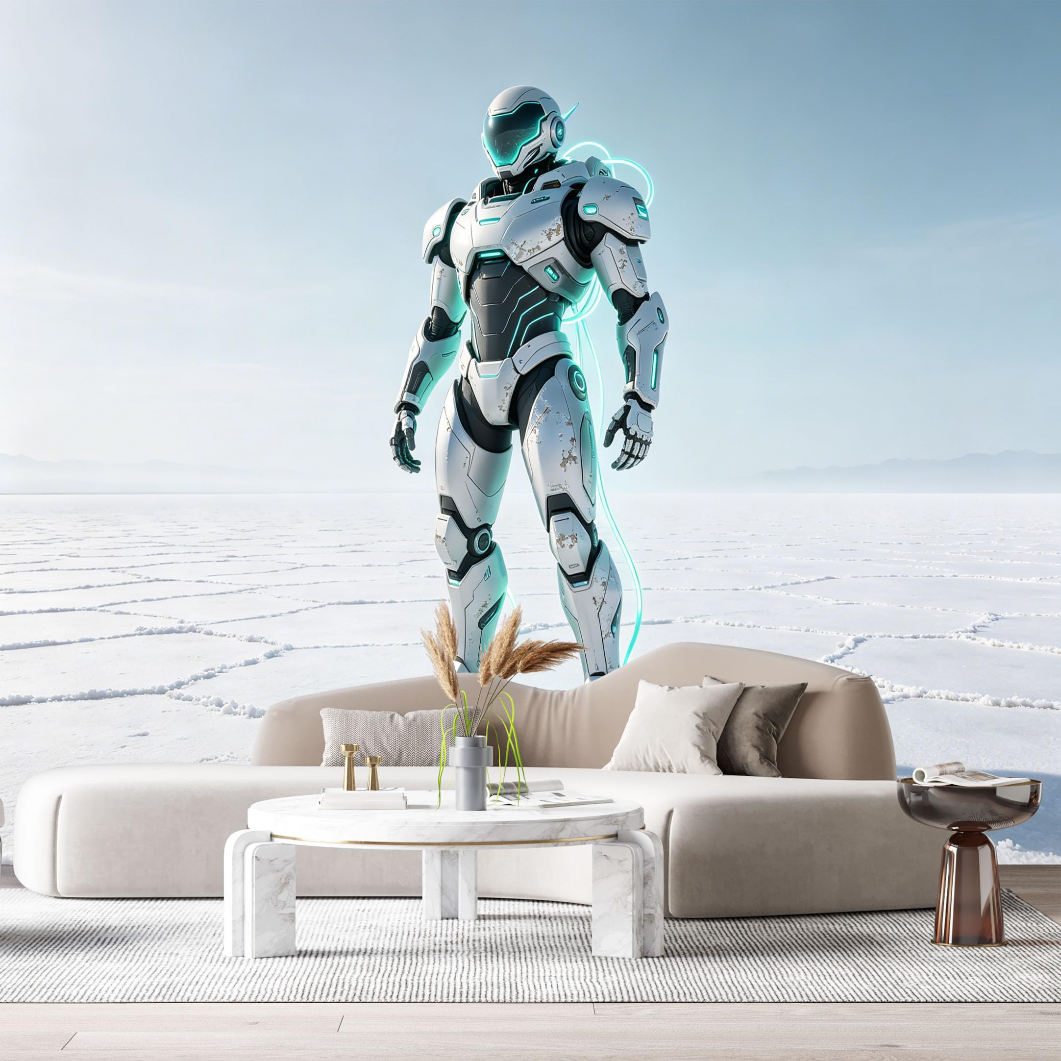 Custom Size Wall Mural Futuristic Humanoid Mech Robot Science Fiction Armor 3D Realistic Style SelfAdhesive Art Prints Removable Large Wallpaper Esports Room Game Room Tenant Room Studio