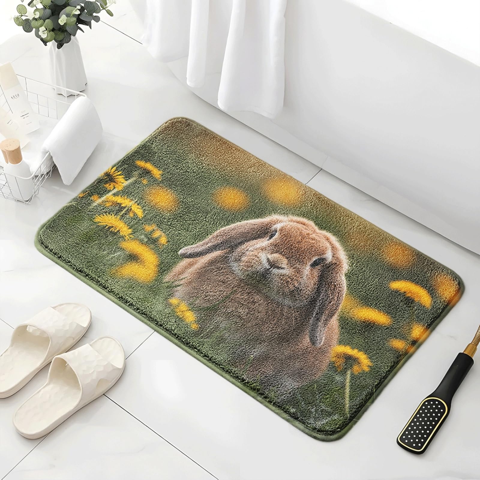 Alfombra De Baño 50X80Cm Conejo Gris Alfombras Baño Antideslizante,Microfibra Absorbente Alfombrilla,Lavable A Máquina,Suave Y Acogedora,para Dormitorio Sala Estar